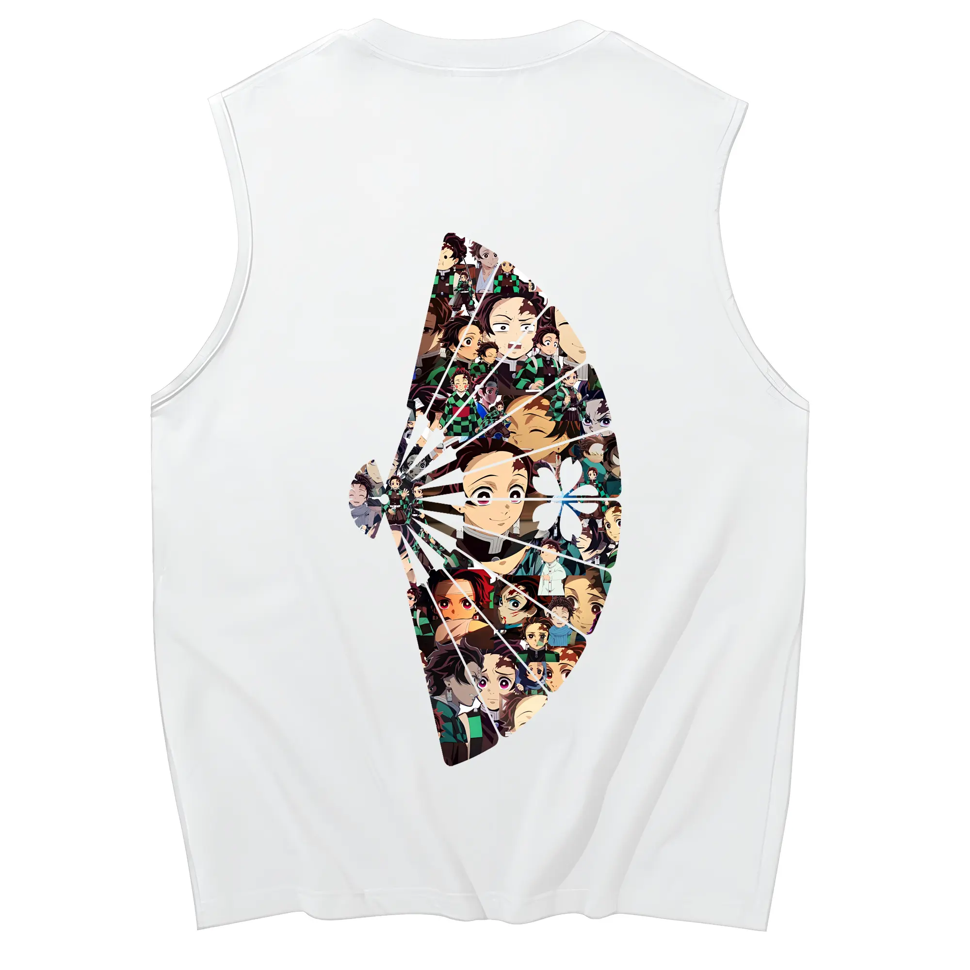 鬼滅の刃 グッズ,竈門 炭治郎 - コットン100％ タンクトップ ・ 背面プリント ・ タイトシルエット ・ 快適 通気性 ・ スポーツ カジュアル 散歩用