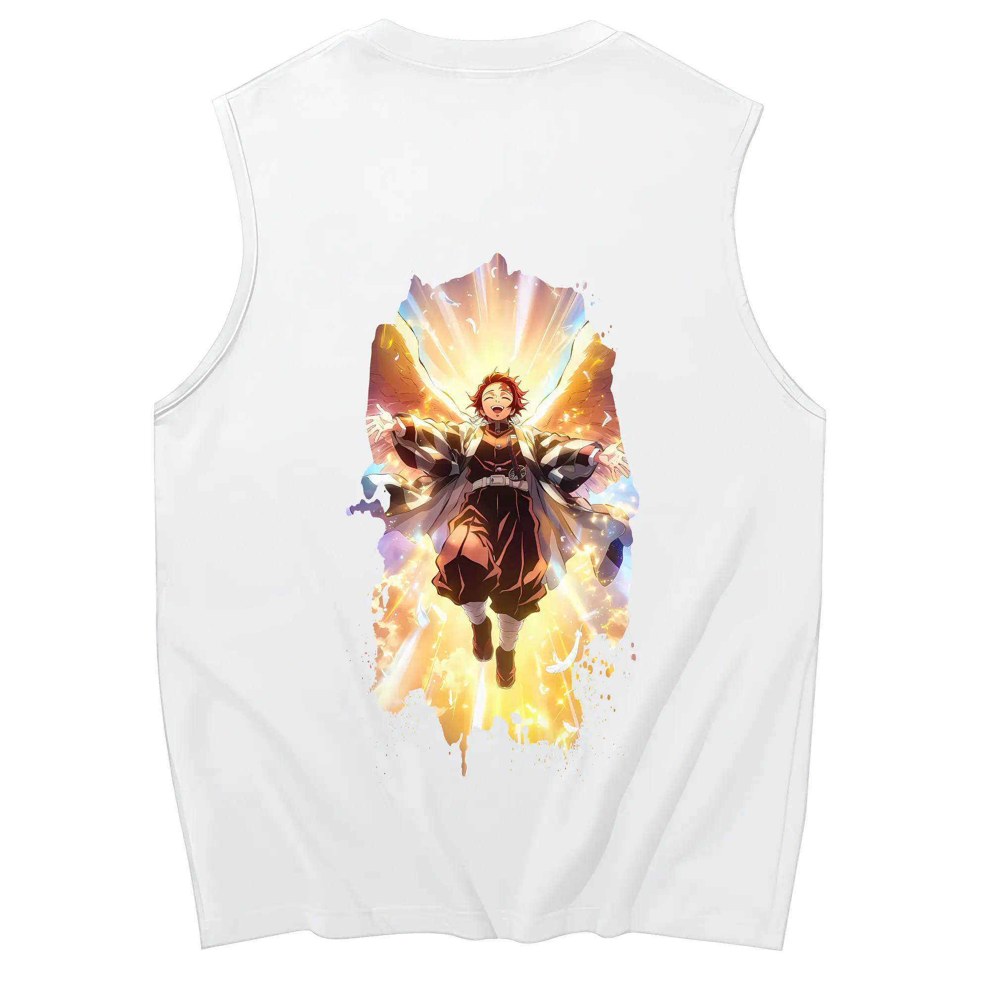 鬼滅の刃 グッズ,竈門 炭治郎 - コットン100％ タンクトップ ・ 背面プリント ・ タイトシルエット ・ 快適 通気性 ・ スポーツ カジュアル 散歩用