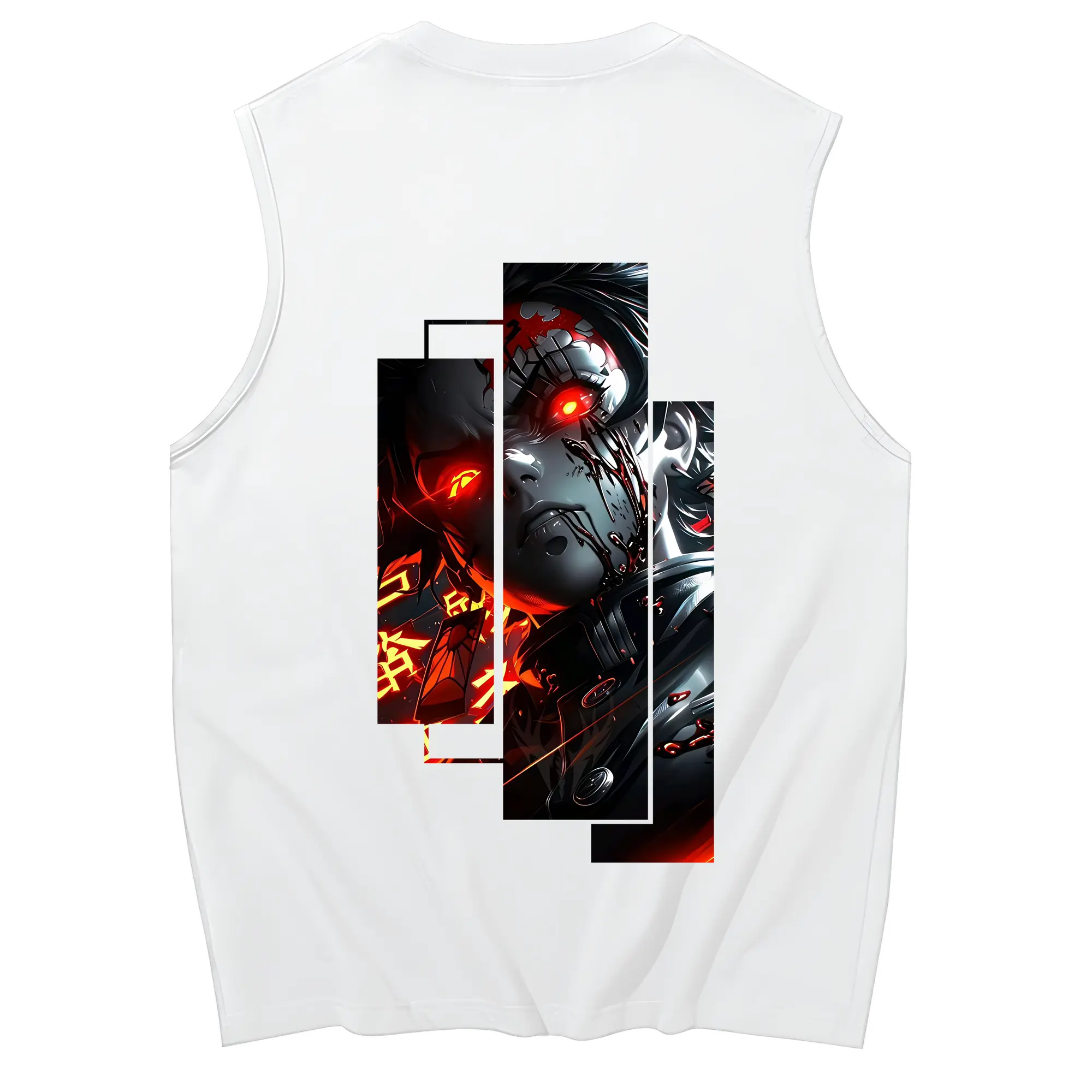 鬼滅の刃 グッズ,竈門 炭治郎 - コットン100％ タンクトップ ・ 背面プリント ・ タイトシルエット ・ 快適 通気性 ・ スポーツ カジュアル 散歩用