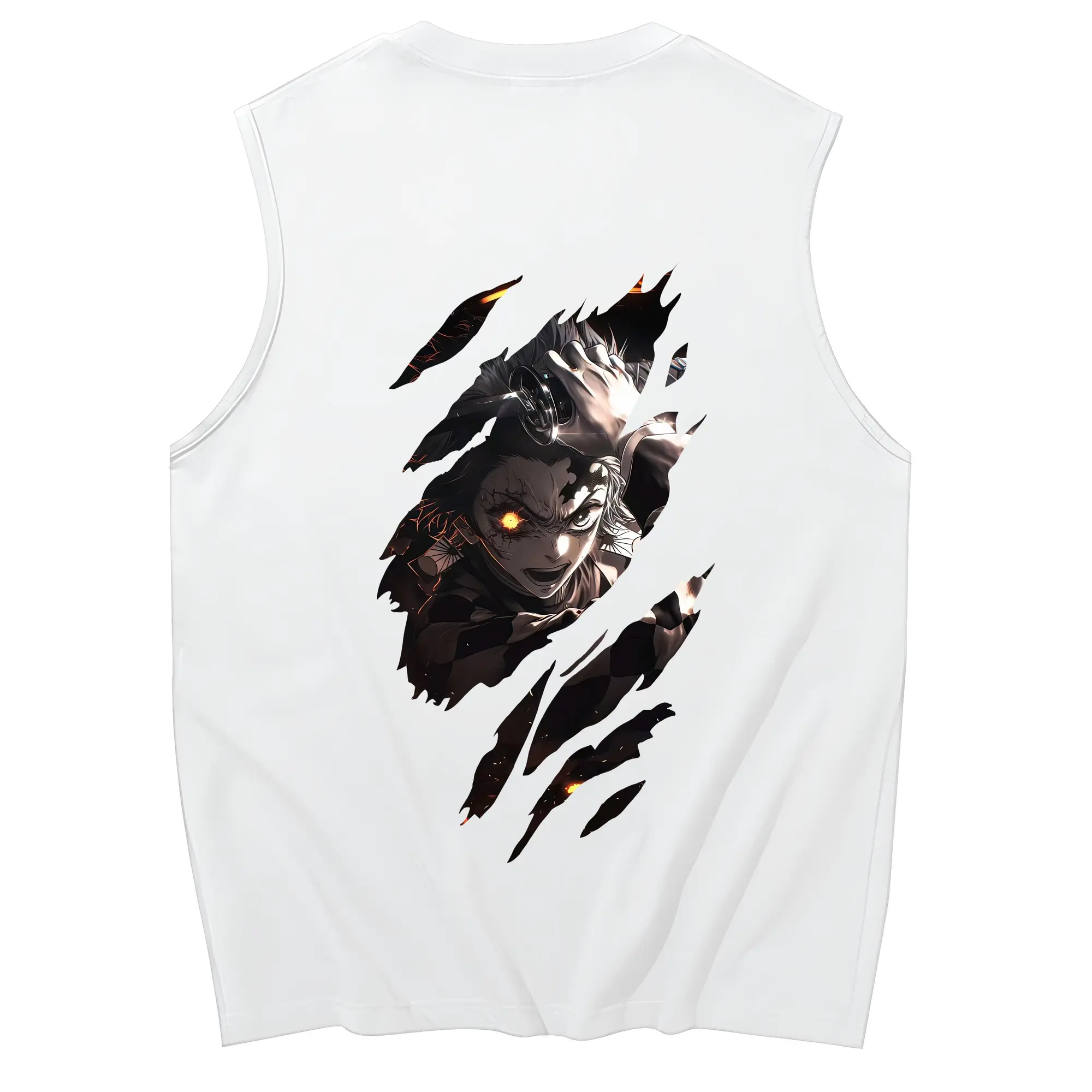 鬼滅の刃 グッズ,竈門 炭治郎 - コットン100％ タンクトップ ・ 背面プリント ・ タイトシルエット ・ 快適 通気性 ・ スポーツ カジュアル 散歩用