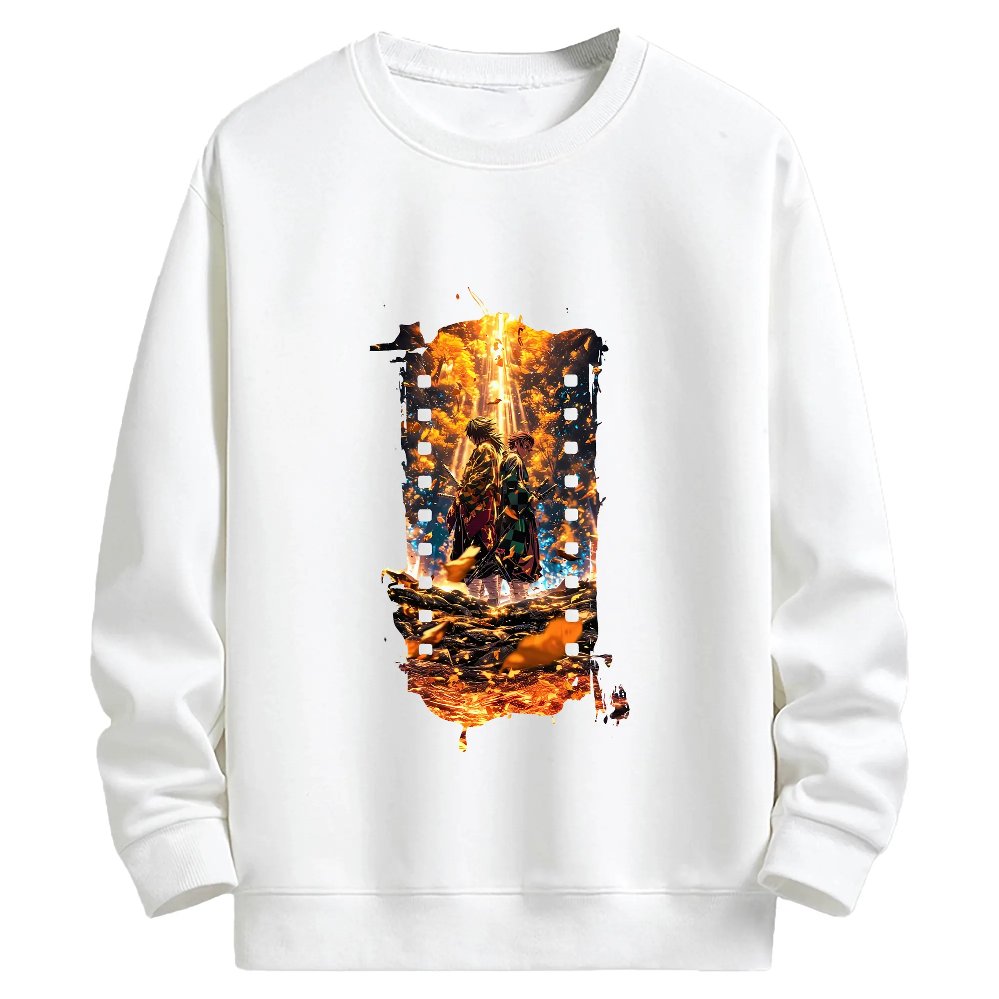 鬼滅の刃 グッズ,竈門 炭治郎 - 高品質 クルーネック スウェット ・ コットン59％ ポリエステル41％ ・ ユニセックス 長袖 トレーナー ・ カジュアル デイリー スポーツ 散歩用