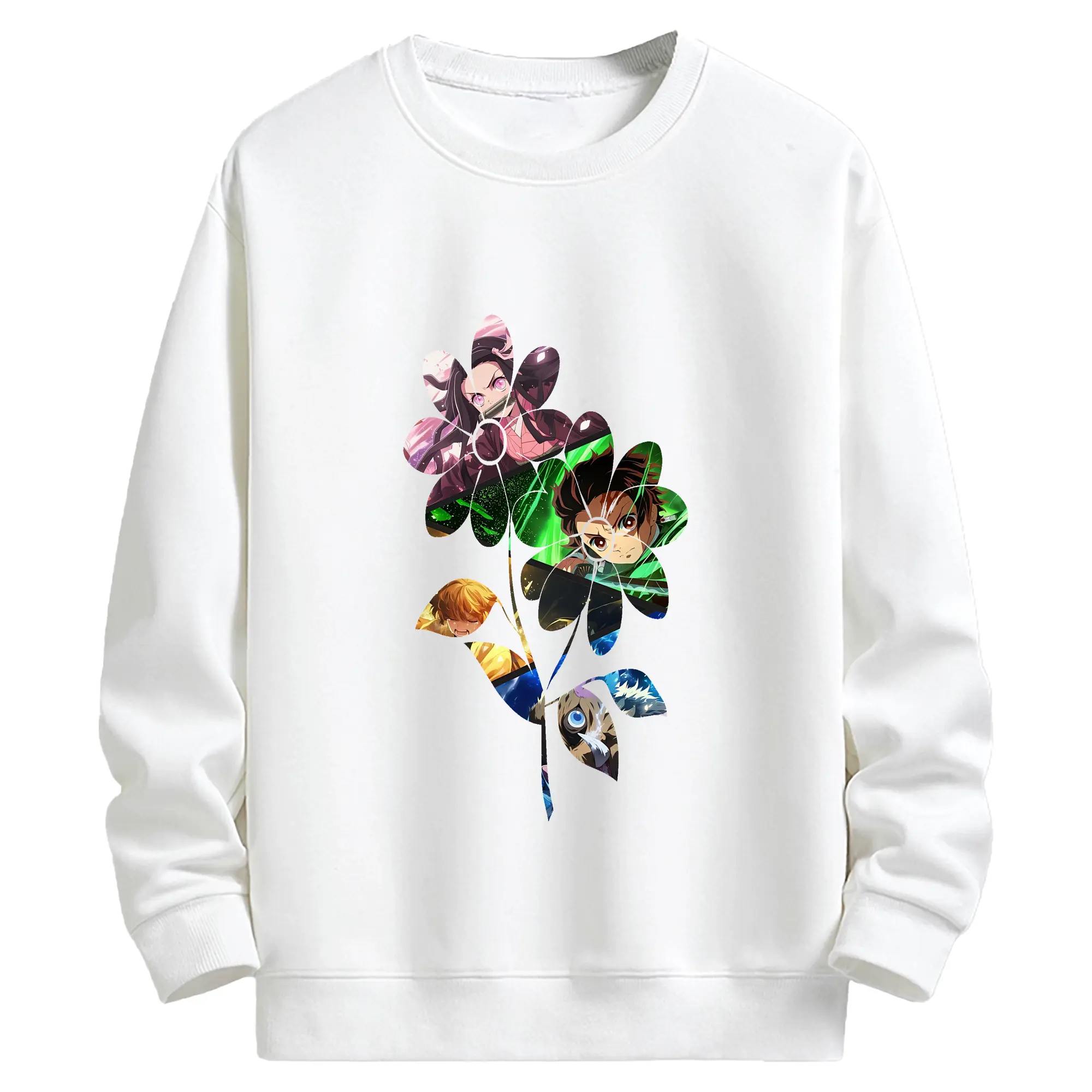 鬼滅の刃 グッズ,竈門 炭治郎 - 高品質 クルーネック スウェット ・ コットン59％ ポリエステル41％ ・ ユニセックス 長袖 トレーナー ・ カジュアル デイリー スポーツ 散歩用