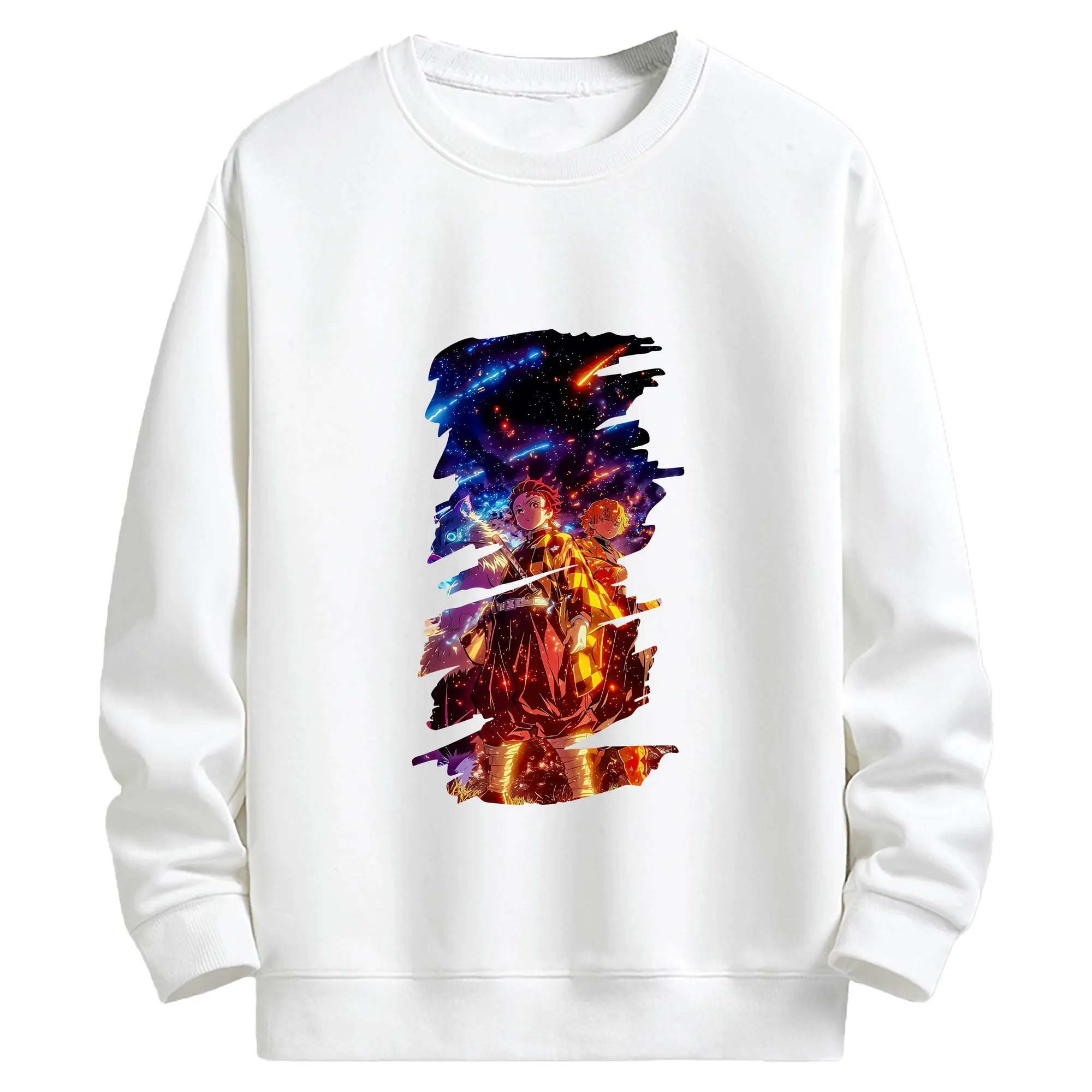 鬼滅の刃 グッズ,竈門 炭治郎 - 高品質 クルーネック スウェット ・ コットン59％ ポリエステル41％ ・ ユニセックス 長袖 トレーナー ・ カジュアル デイリー スポーツ 散歩用