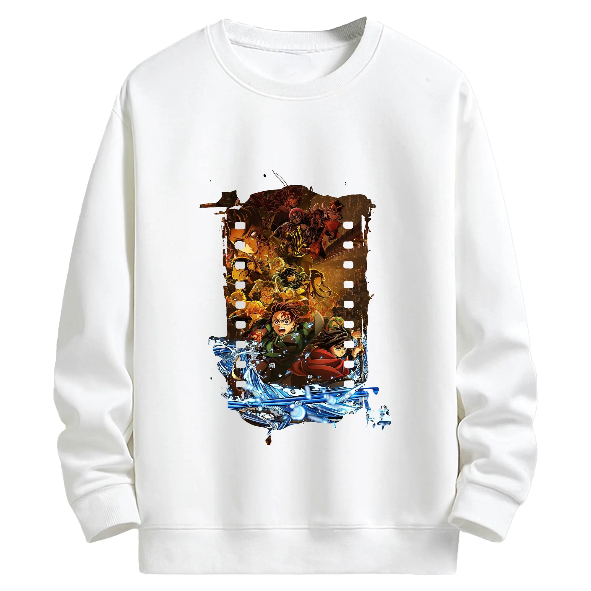 鬼滅の刃 グッズ,竈門 炭治郎 - 高品質 クルーネック スウェット ・ コットン59％ ポリエステル41％ ・ ユニセックス 長袖 トレーナー ・ カジュアル デイリー スポーツ 散歩用