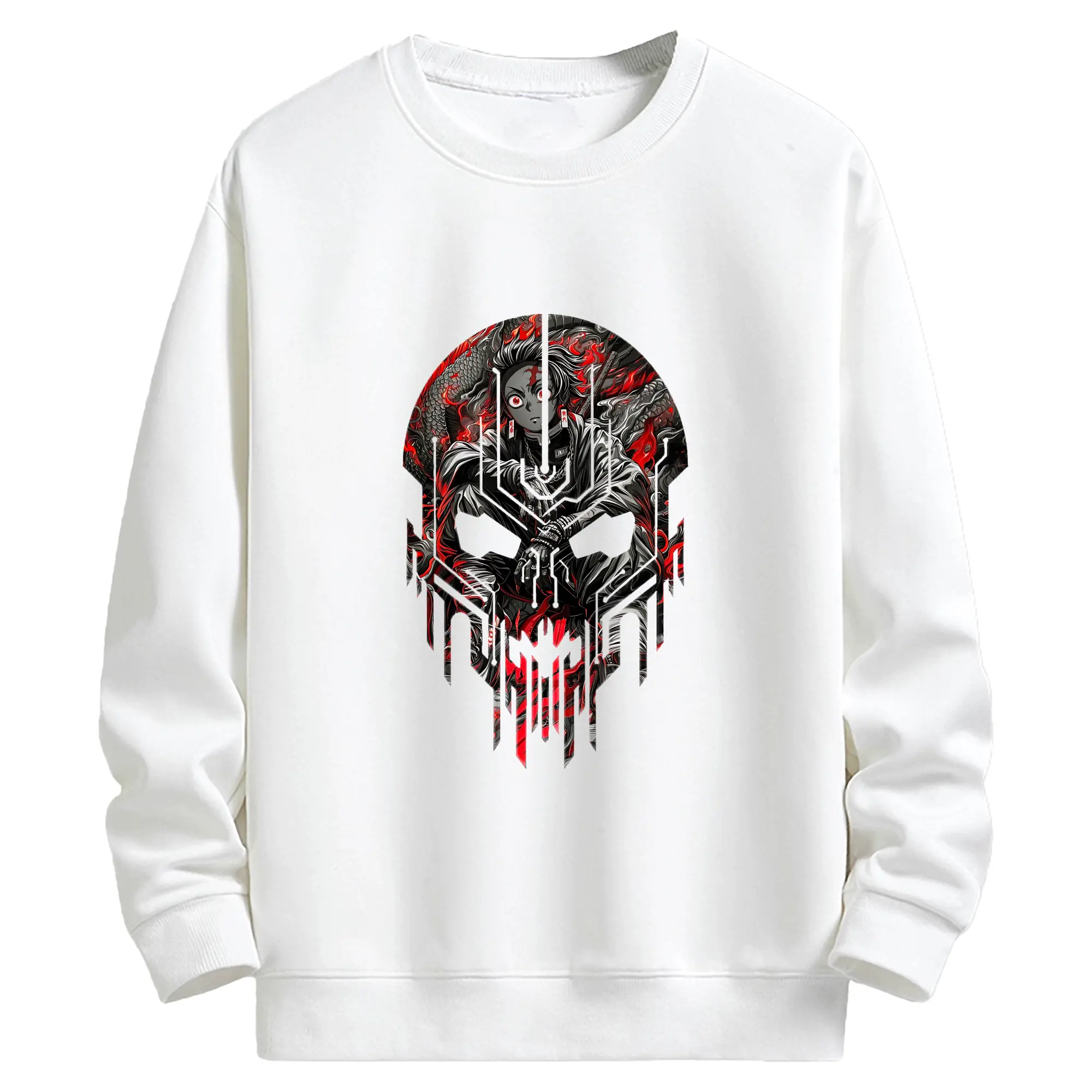 鬼滅の刃 グッズ,竈門 炭治郎 - 高品質 クルーネック スウェット ・ コットン59％ ポリエステル41％ ・ ユニセックス 長袖 トレーナー ・ カジュアル デイリー スポーツ 散歩用