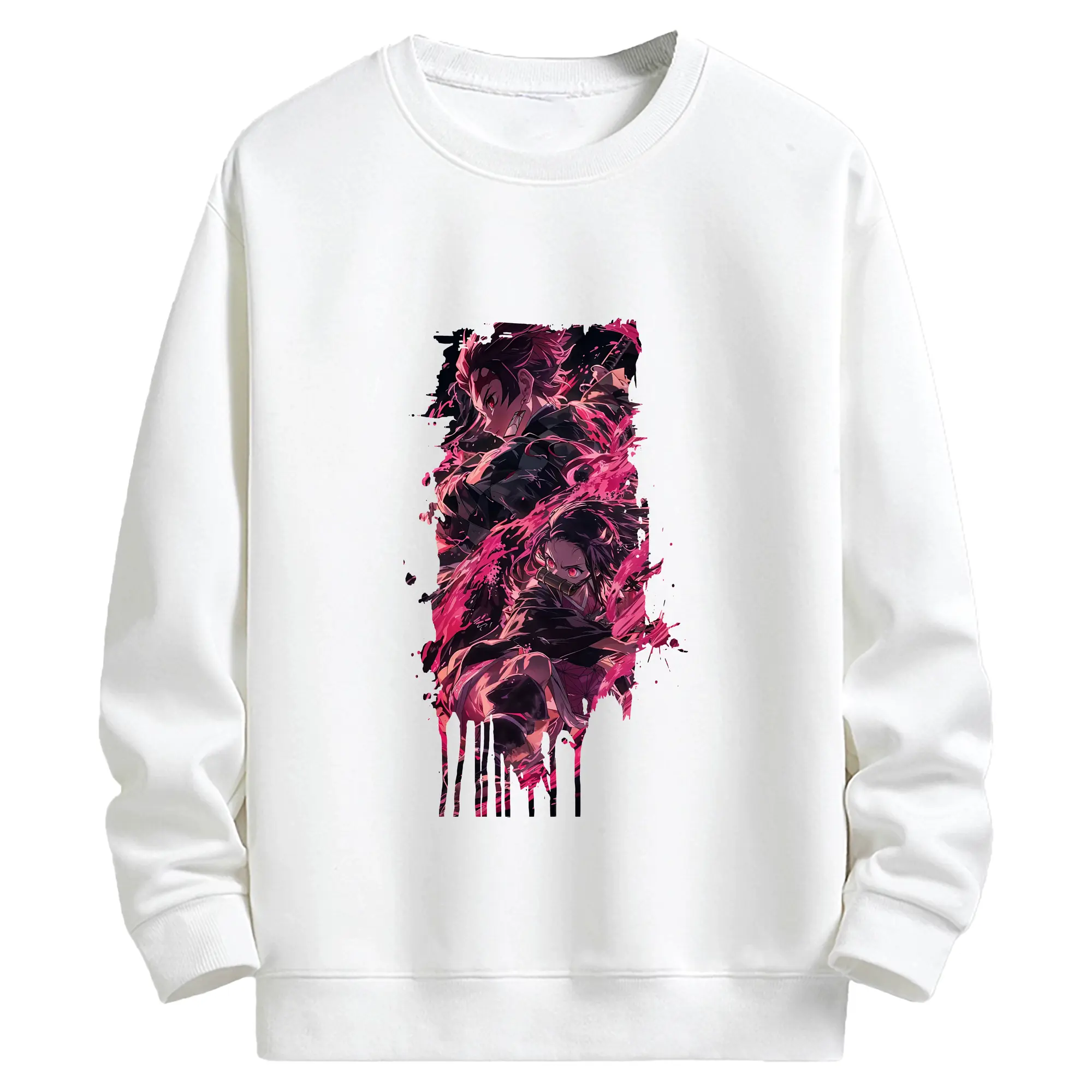 鬼滅の刃 グッズ,竈門 炭治郎 - 高品質 クルーネック スウェット ・ コットン59％ ポリエステル41％ ・ ユニセックス 長袖 トレーナー ・ カジュアル デイリー スポーツ 散歩用