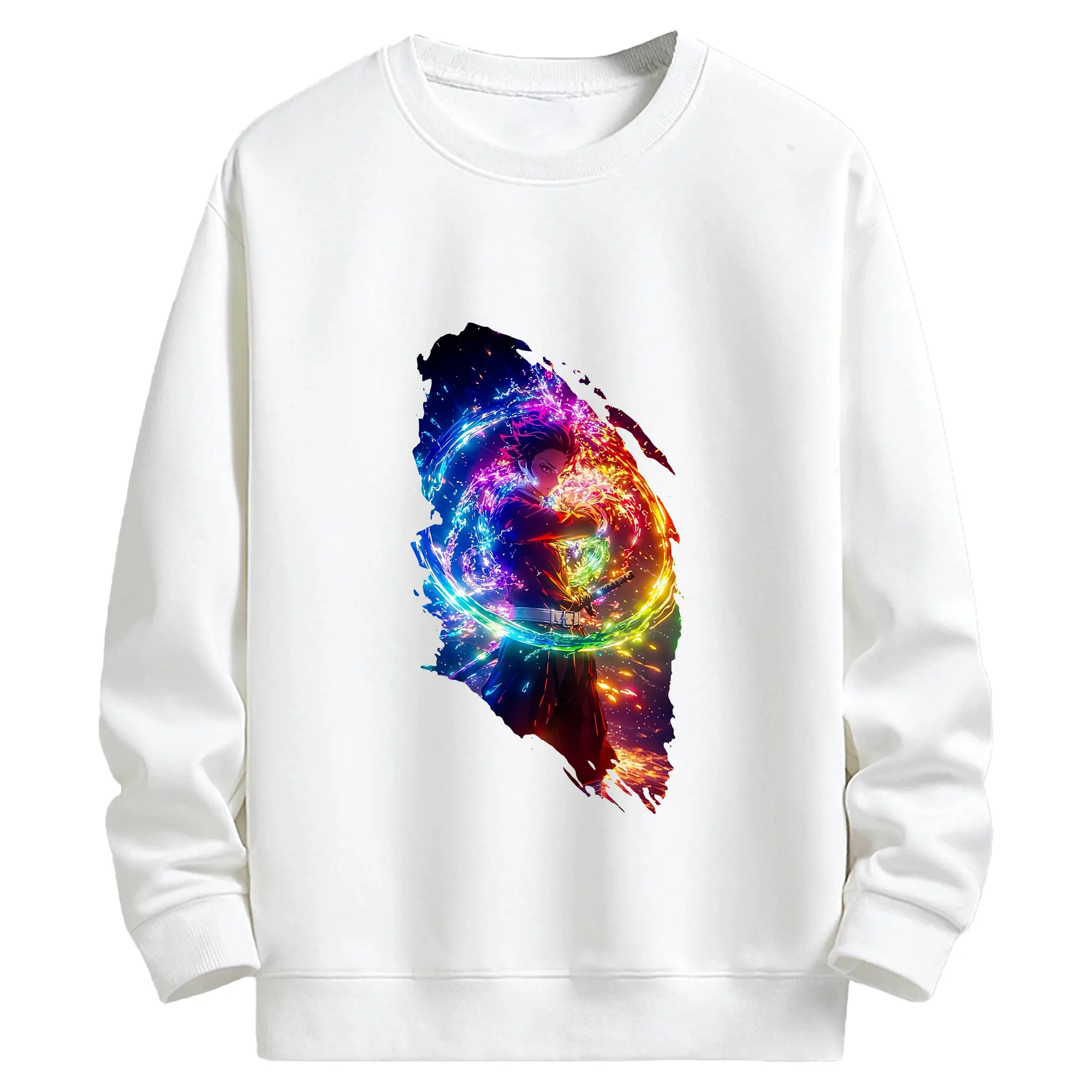 鬼滅の刃 グッズ,竈門 炭治郎 - 高品質 クルーネック スウェット ・ コットン59％ ポリエステル41％ ・ ユニセックス 長袖 トレーナー ・ カジュアル デイリー スポーツ 散歩用