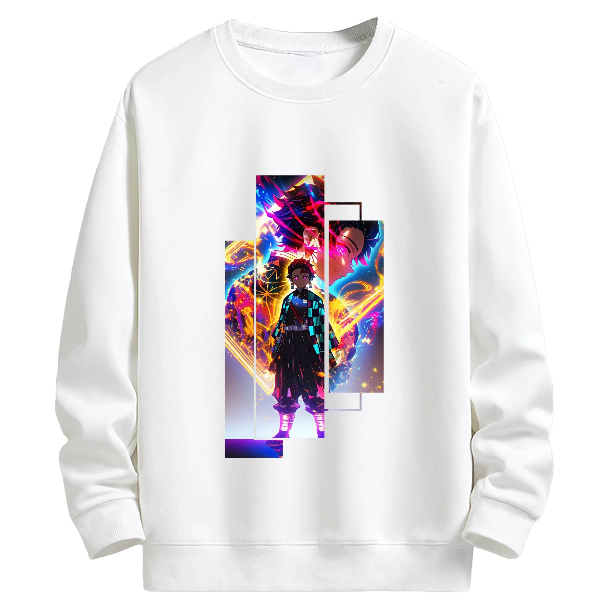 鬼滅の刃 グッズ,竈門 炭治郎 - 高品質 クルーネック スウェット ・ コットン59％ ポリエステル41％ ・ ユニセックス 長袖 トレーナー ・ カジュアル デイリー スポーツ 散歩用