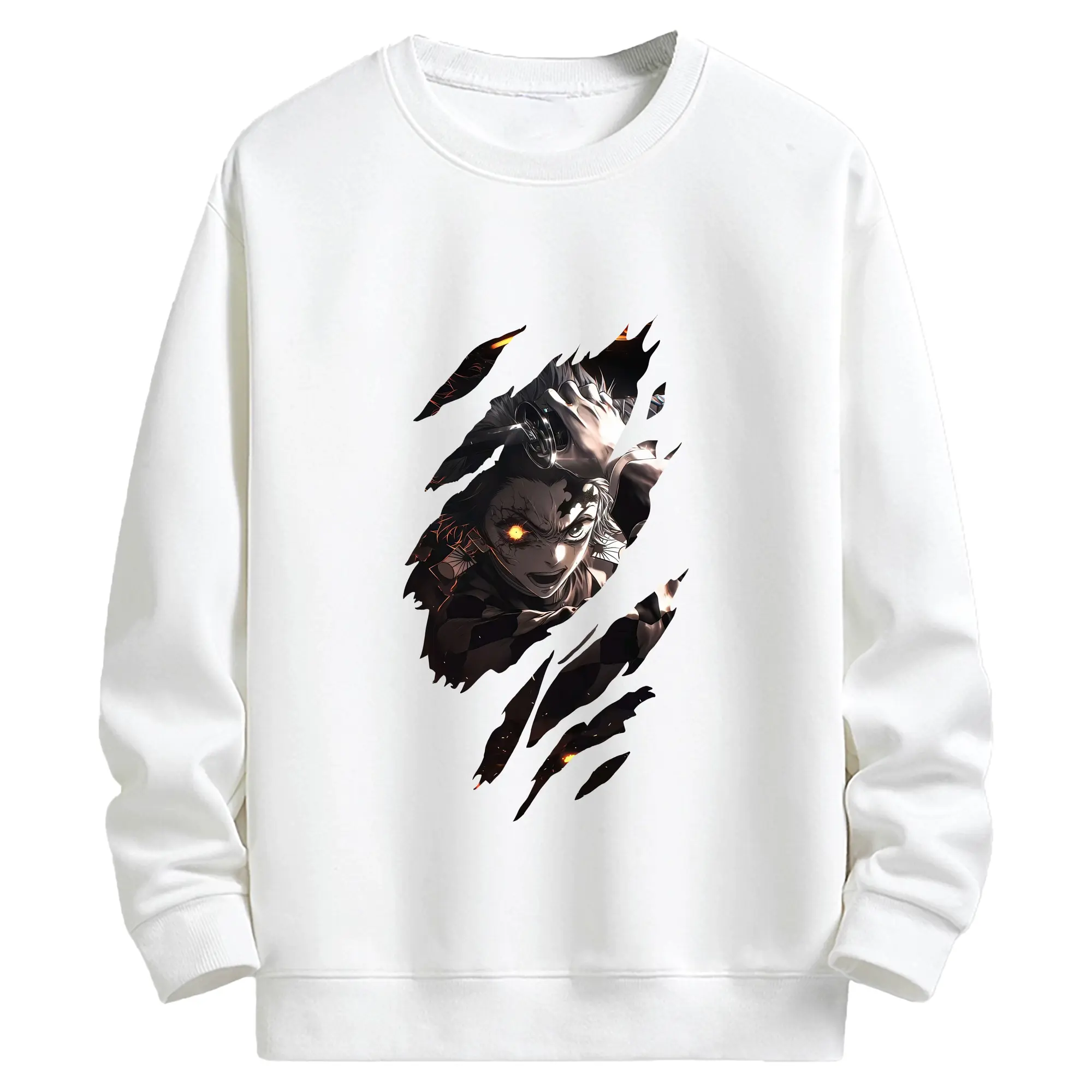 鬼滅の刃 グッズ,竈門 炭治郎 - 高品質 クルーネック スウェット ・ コットン59％ ポリエステル41％ ・ ユニセックス 長袖 トレーナー ・ カジュアル デイリー スポーツ 散歩用