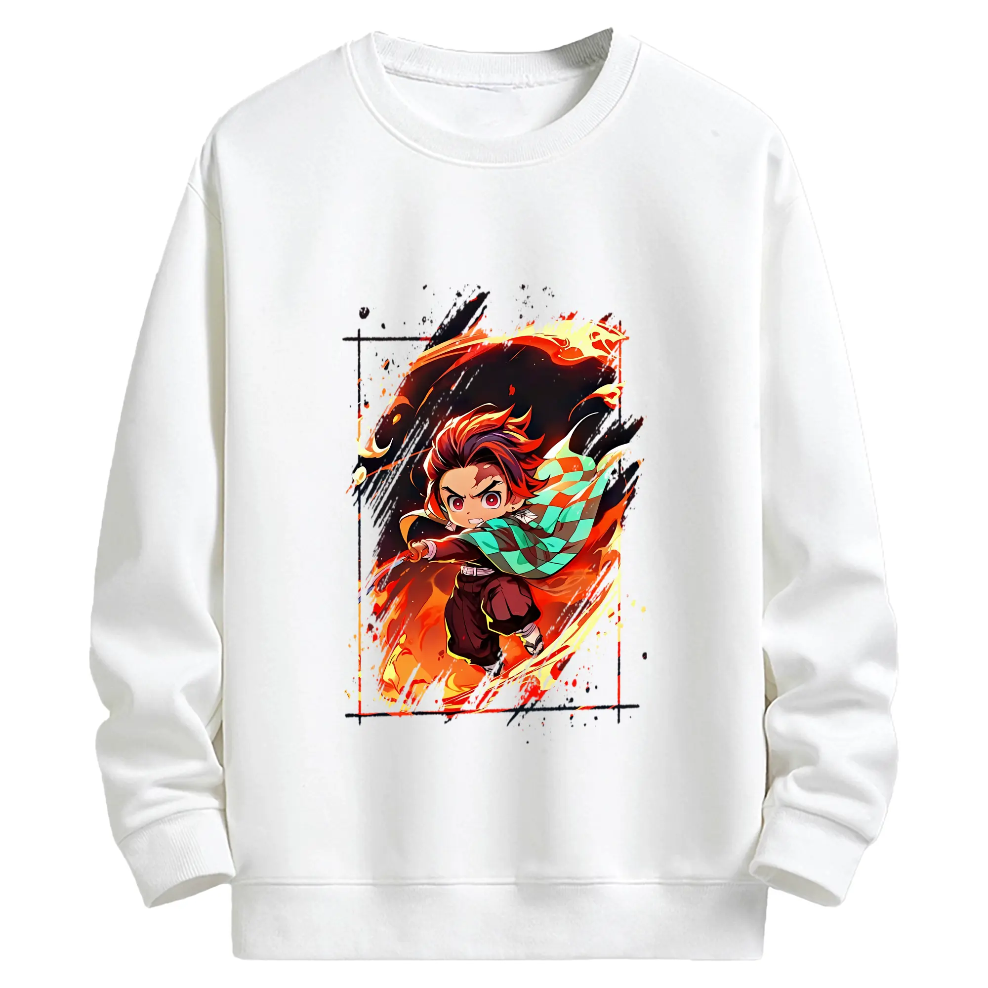 鬼滅の刃 グッズ,竈門 炭治郎 - 高品質 クルーネック スウェット ・ コットン59％ ポリエステル41％ ・ ユニセックス 長袖 トレーナー ・ カジュアル デイリー スポーツ 散歩用