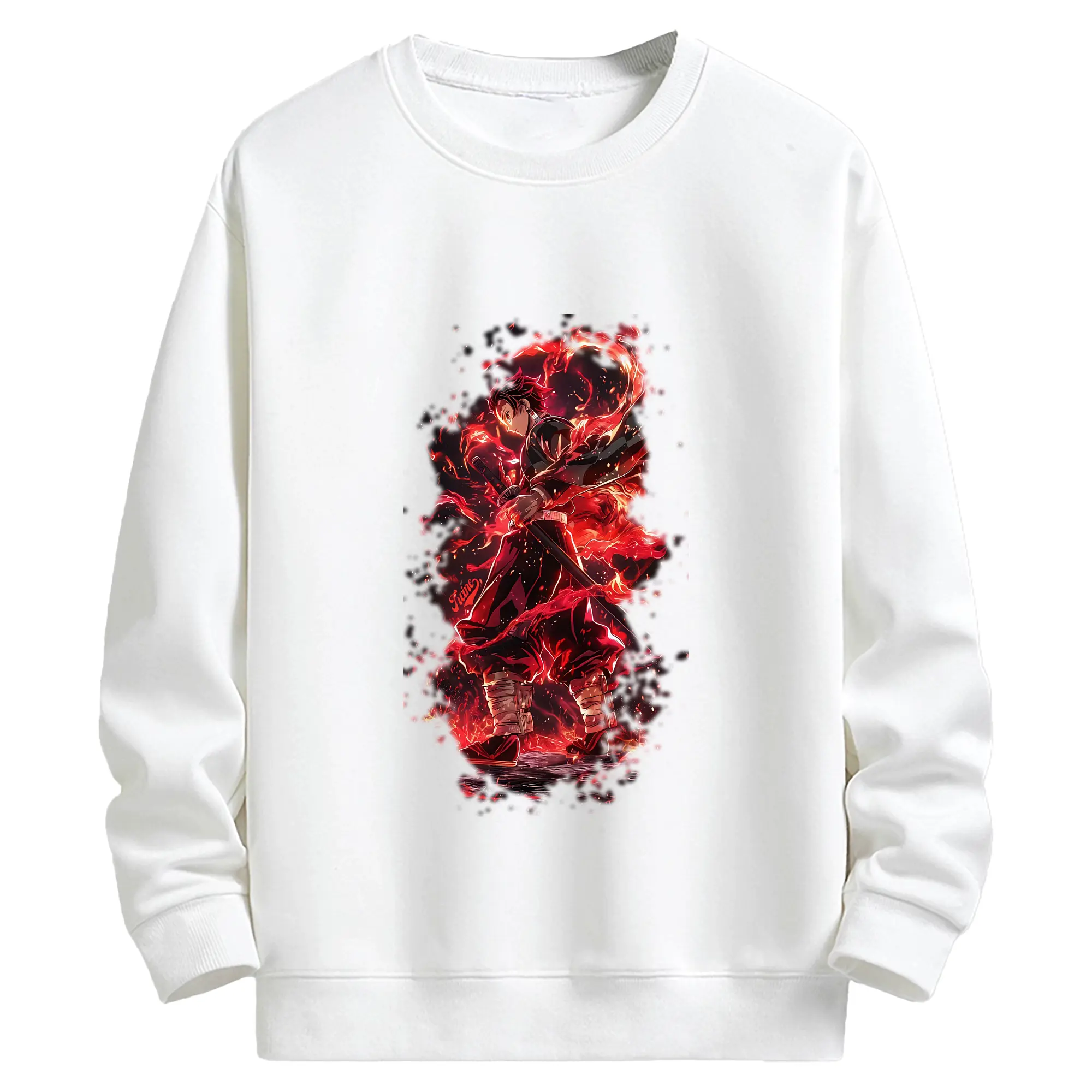 鬼滅の刃 グッズ,竈門 炭治郎 - 高品質 クルーネック スウェット ・ コットン59％ ポリエステル41％ ・ ユニセックス 長袖 トレーナー ・ カジュアル デイリー スポーツ 散歩用