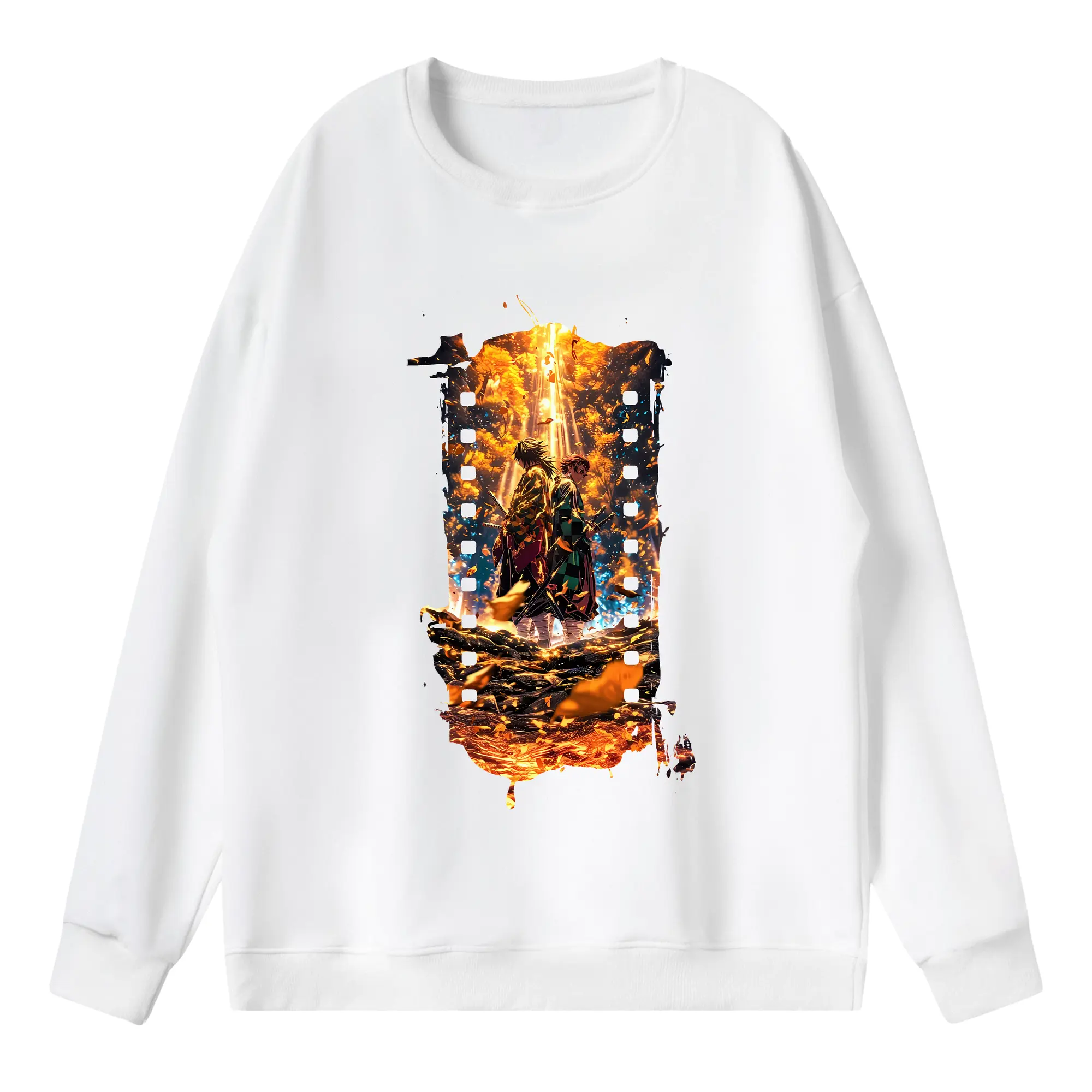 鬼滅の刃 グッズ,竈門 炭治郎 - 薄手 クルーネック スウェット 裏毛260g · ポリエステル 春秋向け カジュアル 男女兼用 · トレーナー デイリー スポーツ 散歩に最適