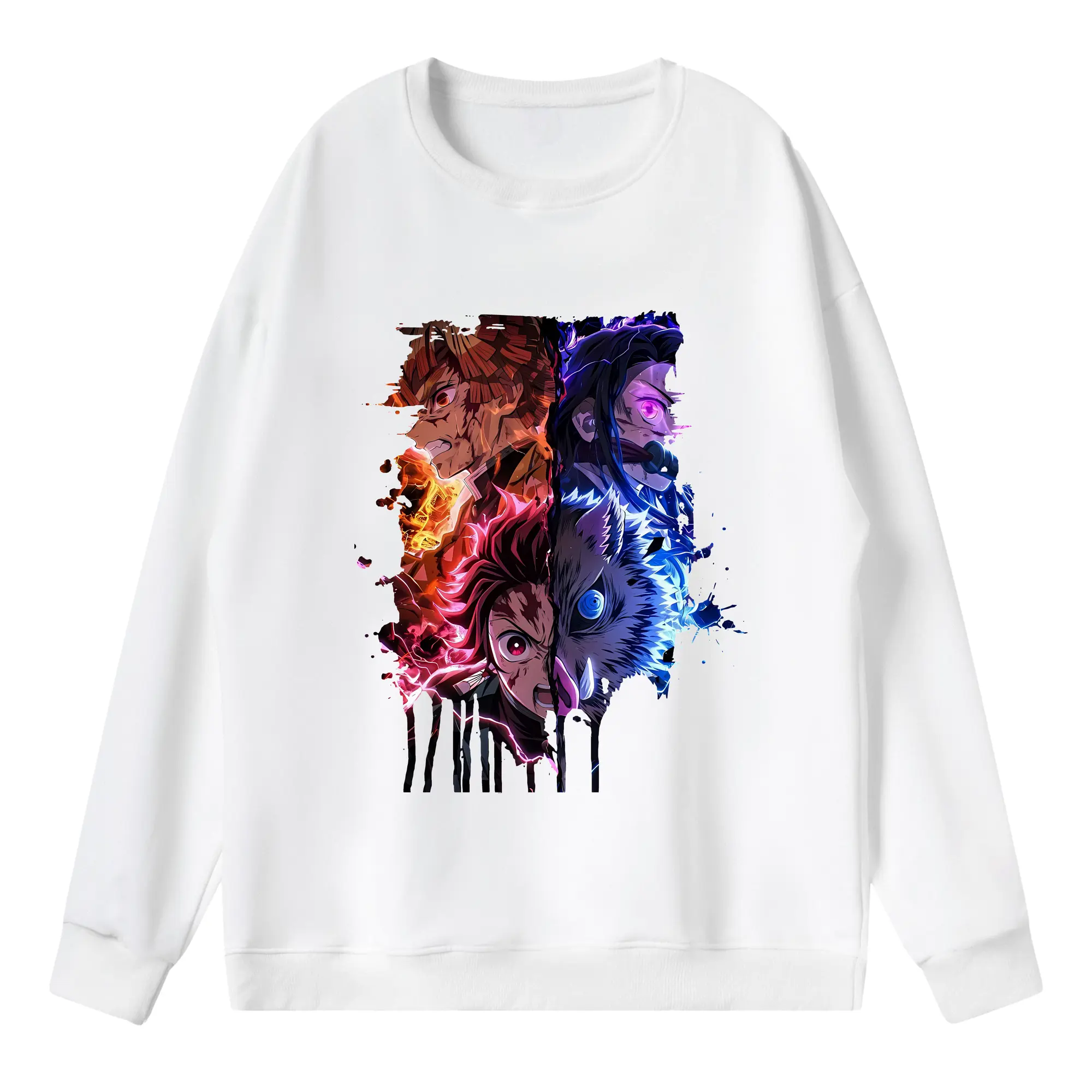 鬼滅の刃 グッズ,竈門 炭治郎 - 薄手 クルーネック スウェット 裏毛260g · ポリエステル 春秋向け カジュアル 男女兼用 · トレーナー デイリー スポーツ 散歩に最適