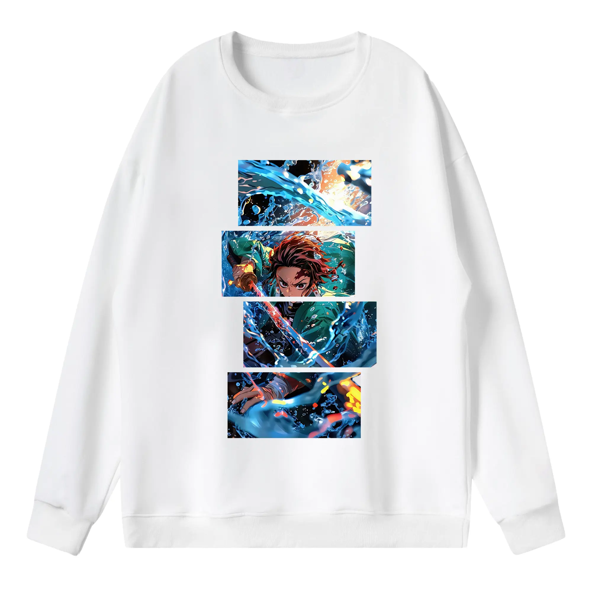 鬼滅の刃 グッズ,竈門 炭治郎 - 薄手 クルーネック スウェット 裏毛260g · ポリエステル 春秋向け カジュアル 男女兼用 · トレーナー デイリー スポーツ 散歩に最適