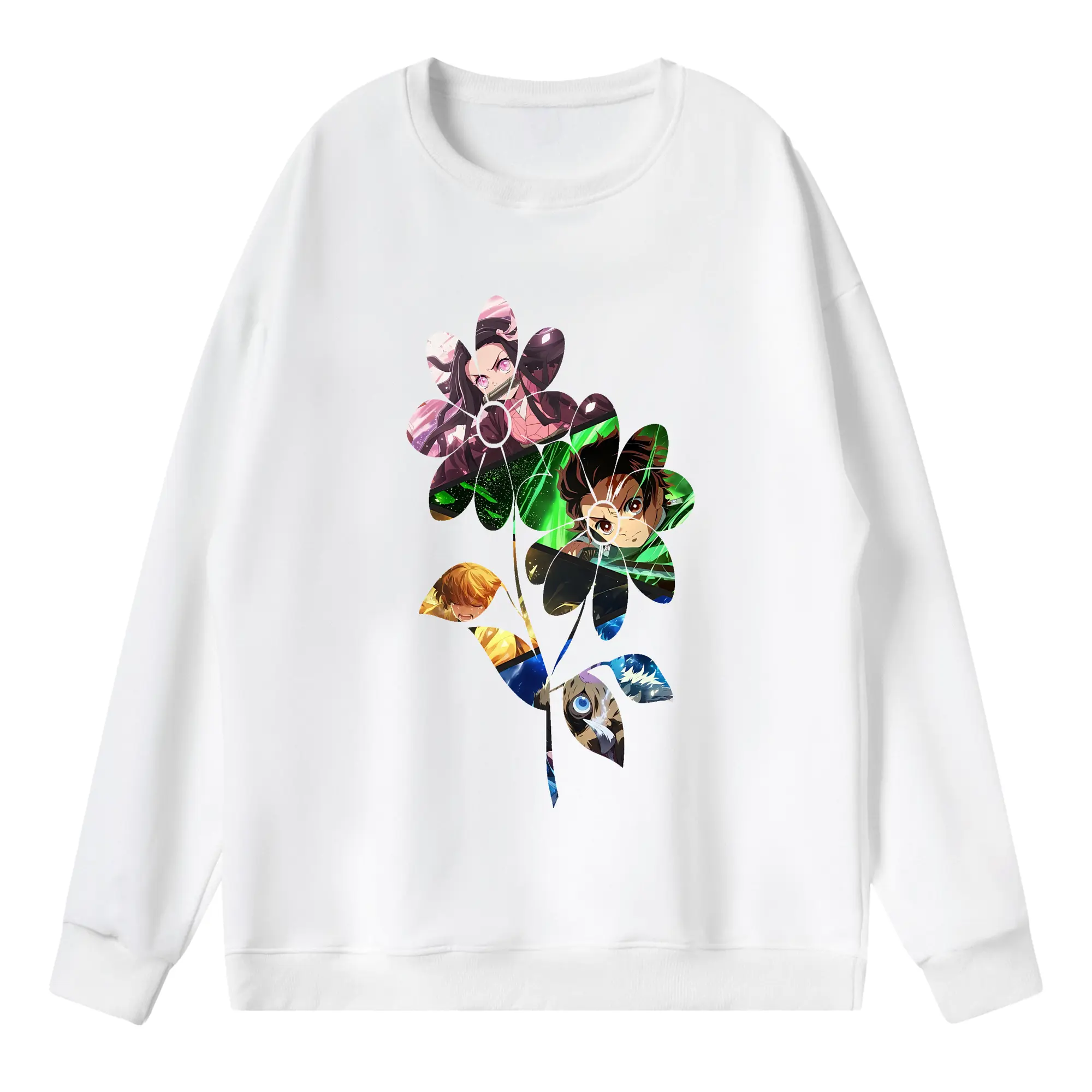 鬼滅の刃 グッズ,竈門 炭治郎 - 薄手 クルーネック スウェット 裏毛260g · ポリエステル 春秋向け カジュアル 男女兼用 · トレーナー デイリー スポーツ 散歩に最適