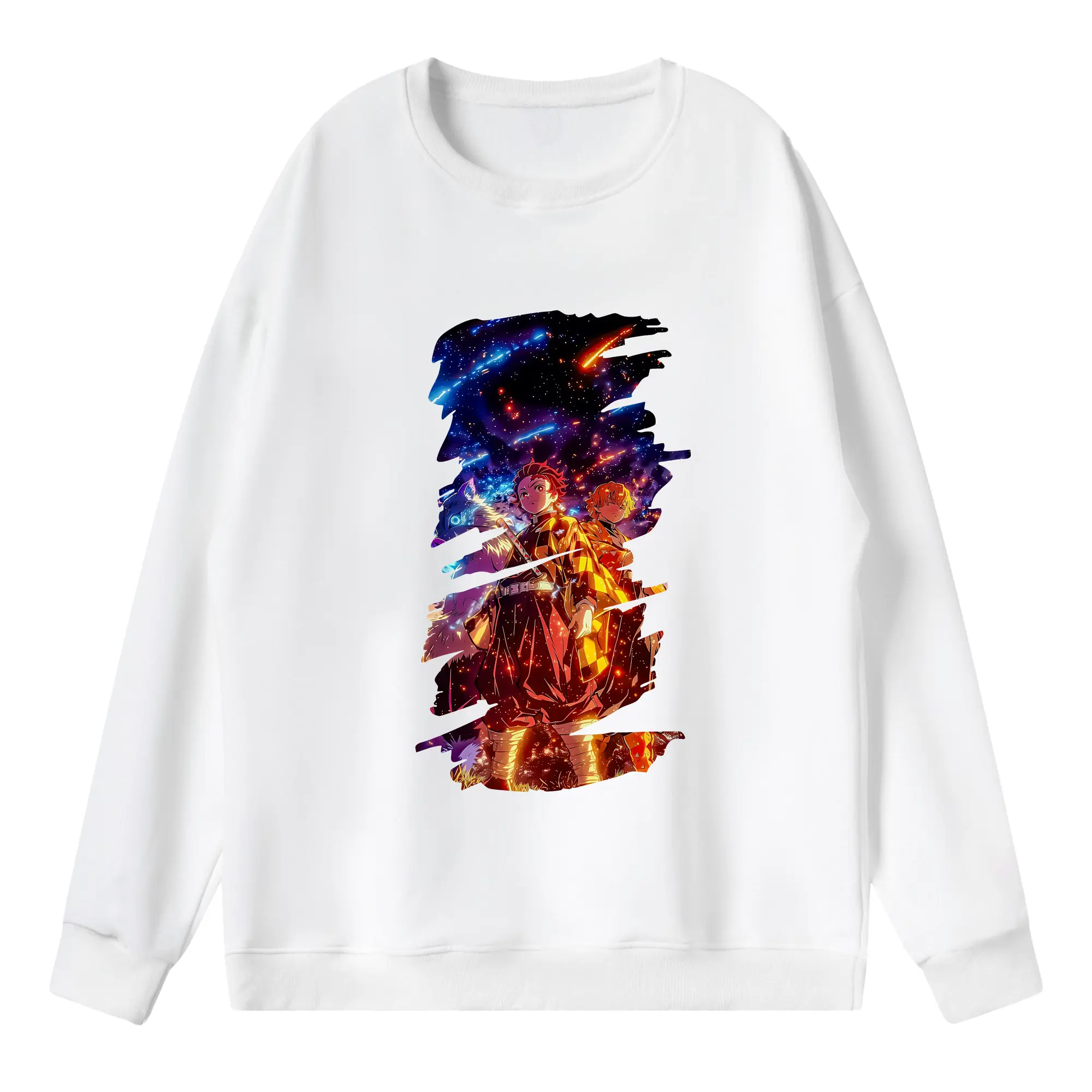 鬼滅の刃 グッズ,竈門 炭治郎 - 薄手 クルーネック スウェット 裏毛260g · ポリエステル 春秋向け カジュアル 男女兼用 · トレーナー デイリー スポーツ 散歩に最適