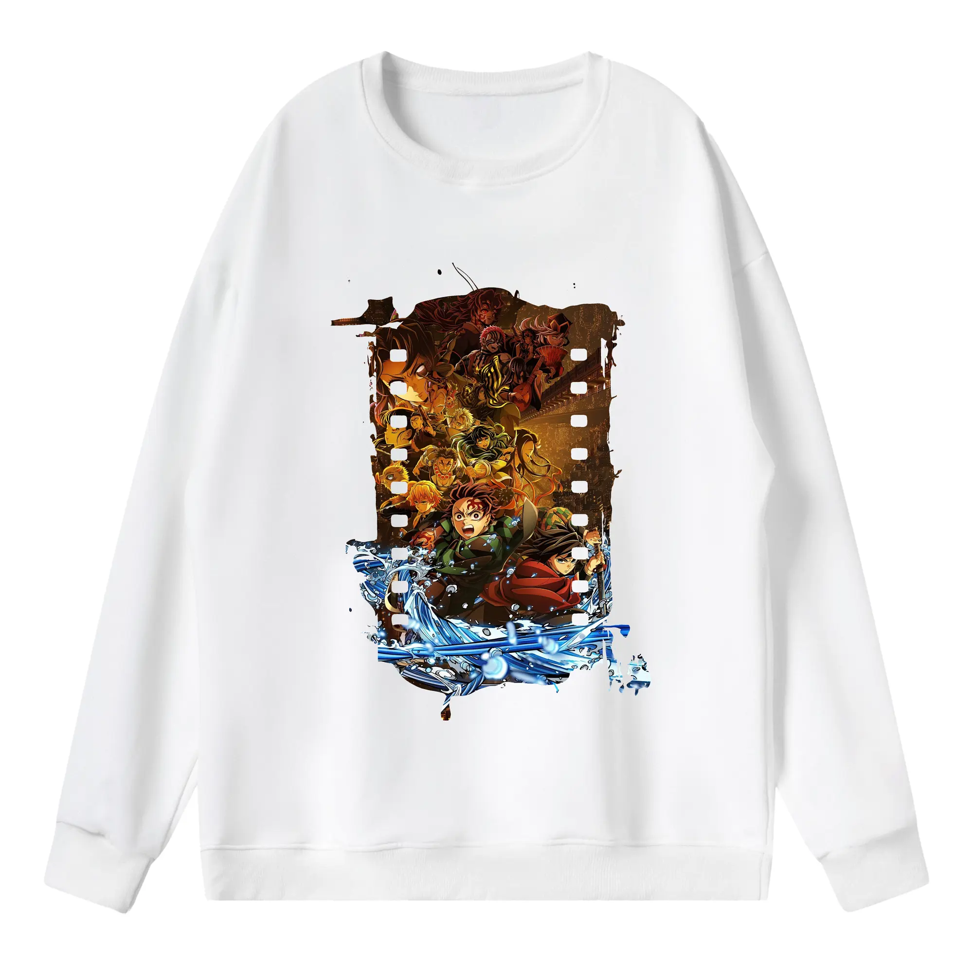 鬼滅の刃 グッズ,竈門 炭治郎 - 薄手 クルーネック スウェット 裏毛260g · ポリエステル 春秋向け カジュアル 男女兼用 · トレーナー デイリー スポーツ 散歩に最適