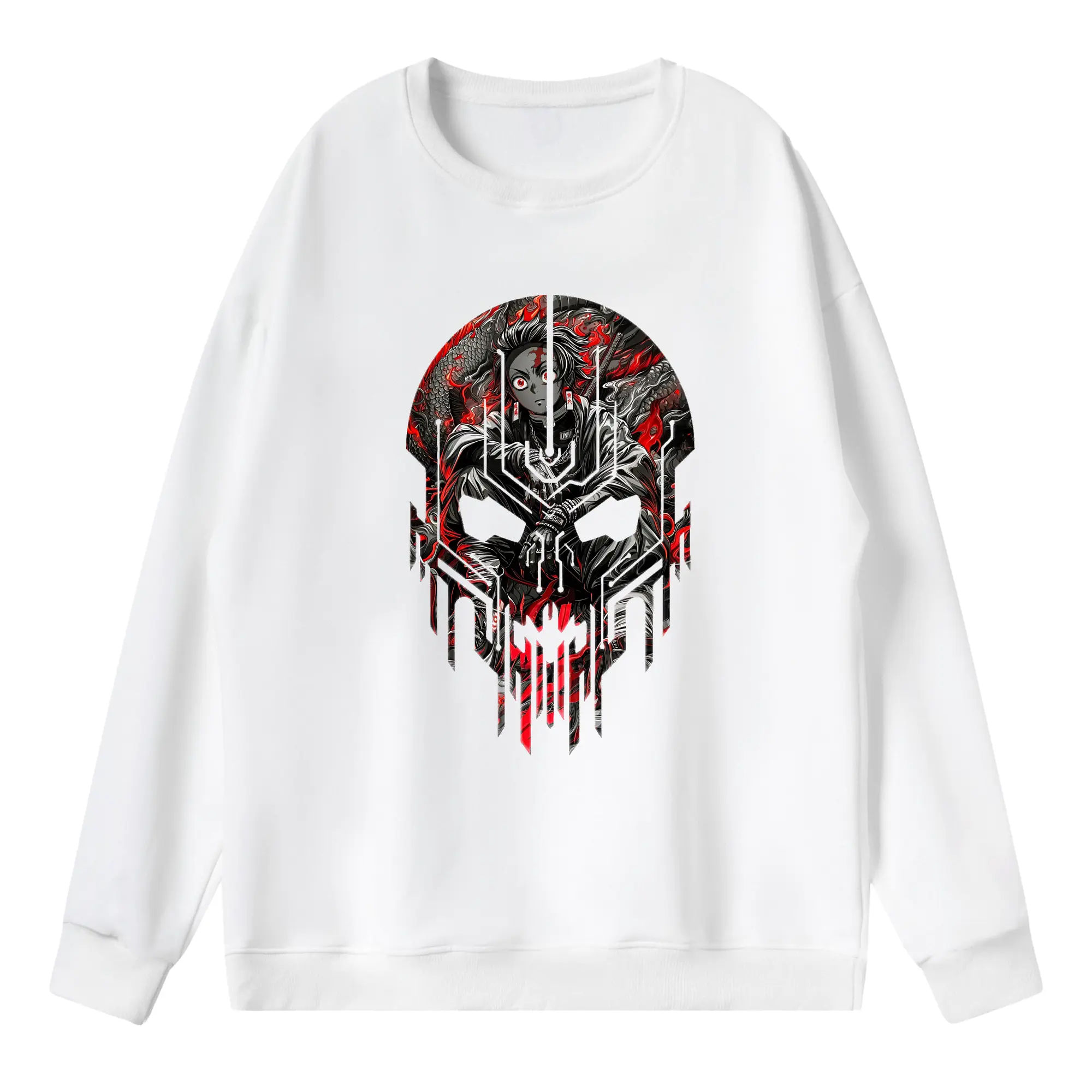 鬼滅の刃 グッズ,竈門 炭治郎 - 薄手 クルーネック スウェット 裏毛260g · ポリエステル 春秋向け カジュアル 男女兼用 · トレーナー デイリー スポーツ 散歩に最適