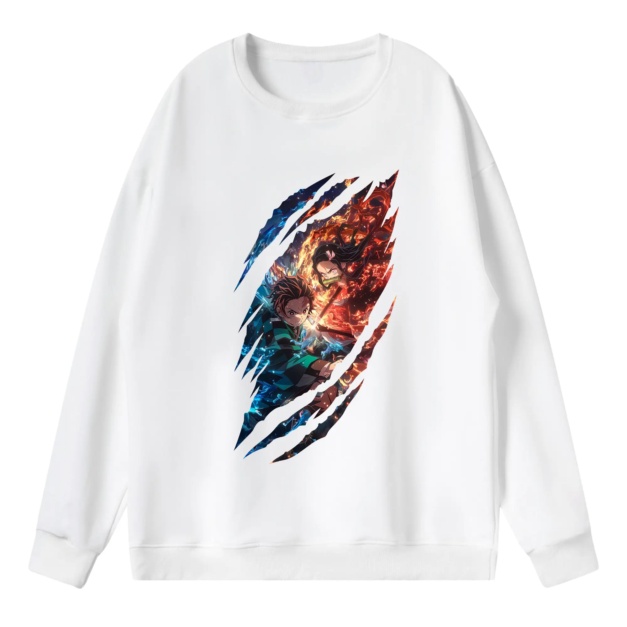 鬼滅の刃 グッズ,竈門 炭治郎 - 薄手 クルーネック スウェット 裏毛260g · ポリエステル 春秋向け カジュアル 男女兼用 · トレーナー デイリー スポーツ 散歩に最適