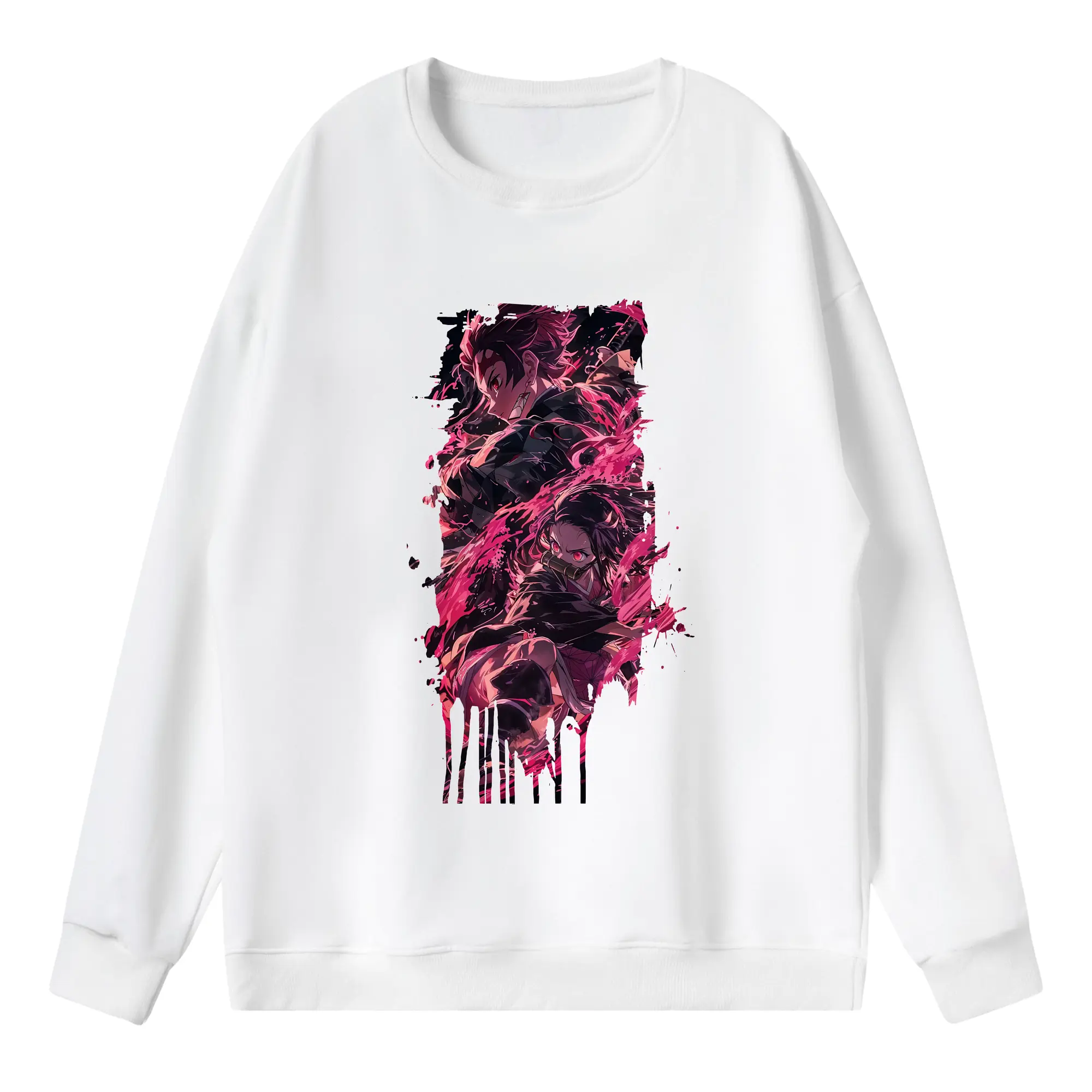 鬼滅の刃 グッズ,竈門 炭治郎 - 薄手 クルーネック スウェット 裏毛260g · ポリエステル 春秋向け カジュアル 男女兼用 · トレーナー デイリー スポーツ 散歩に最適