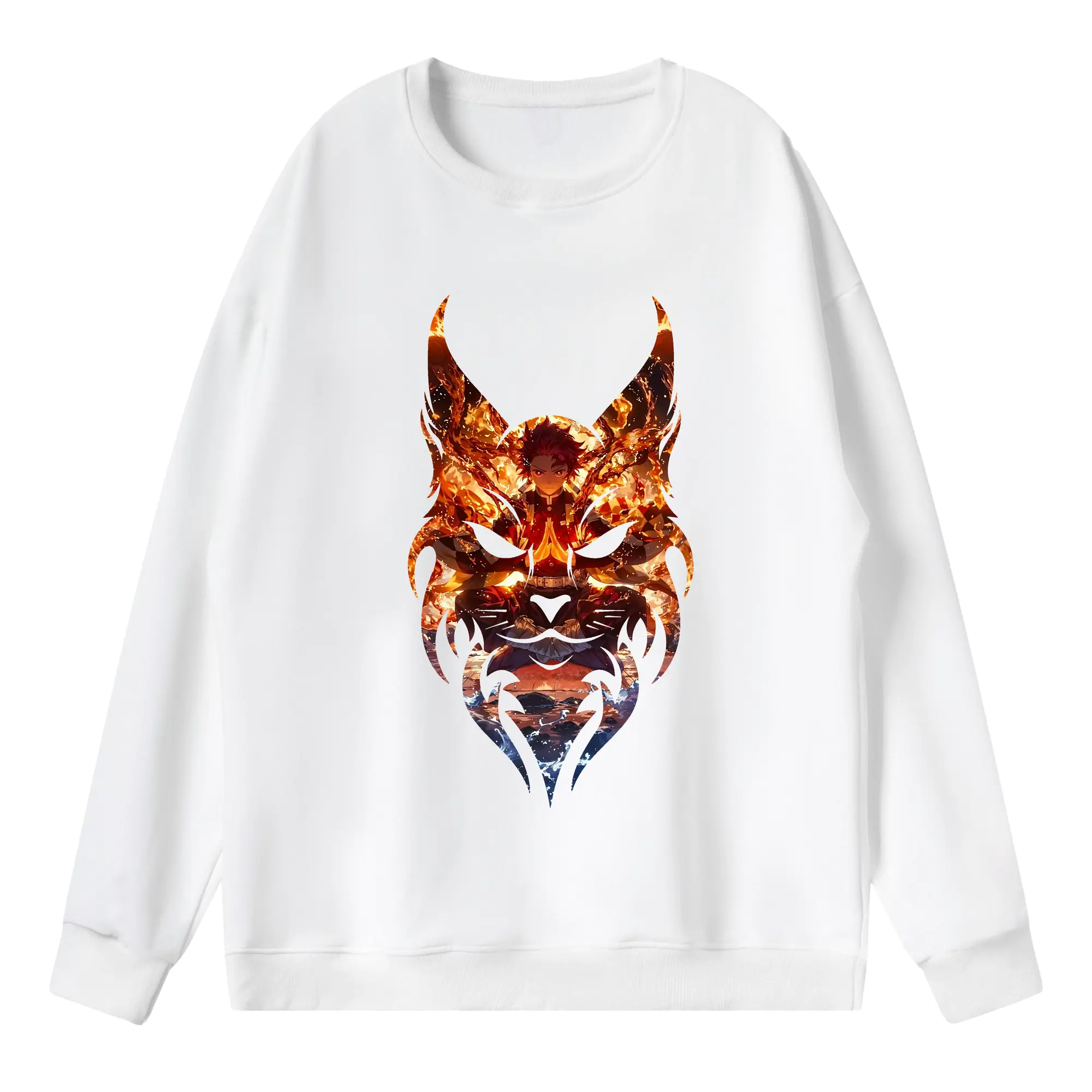 鬼滅の刃 グッズ,竈門 炭治郎 - 薄手 クルーネック スウェット 裏毛260g · ポリエステル 春秋向け カジュアル 男女兼用 · トレーナー デイリー スポーツ 散歩に最適