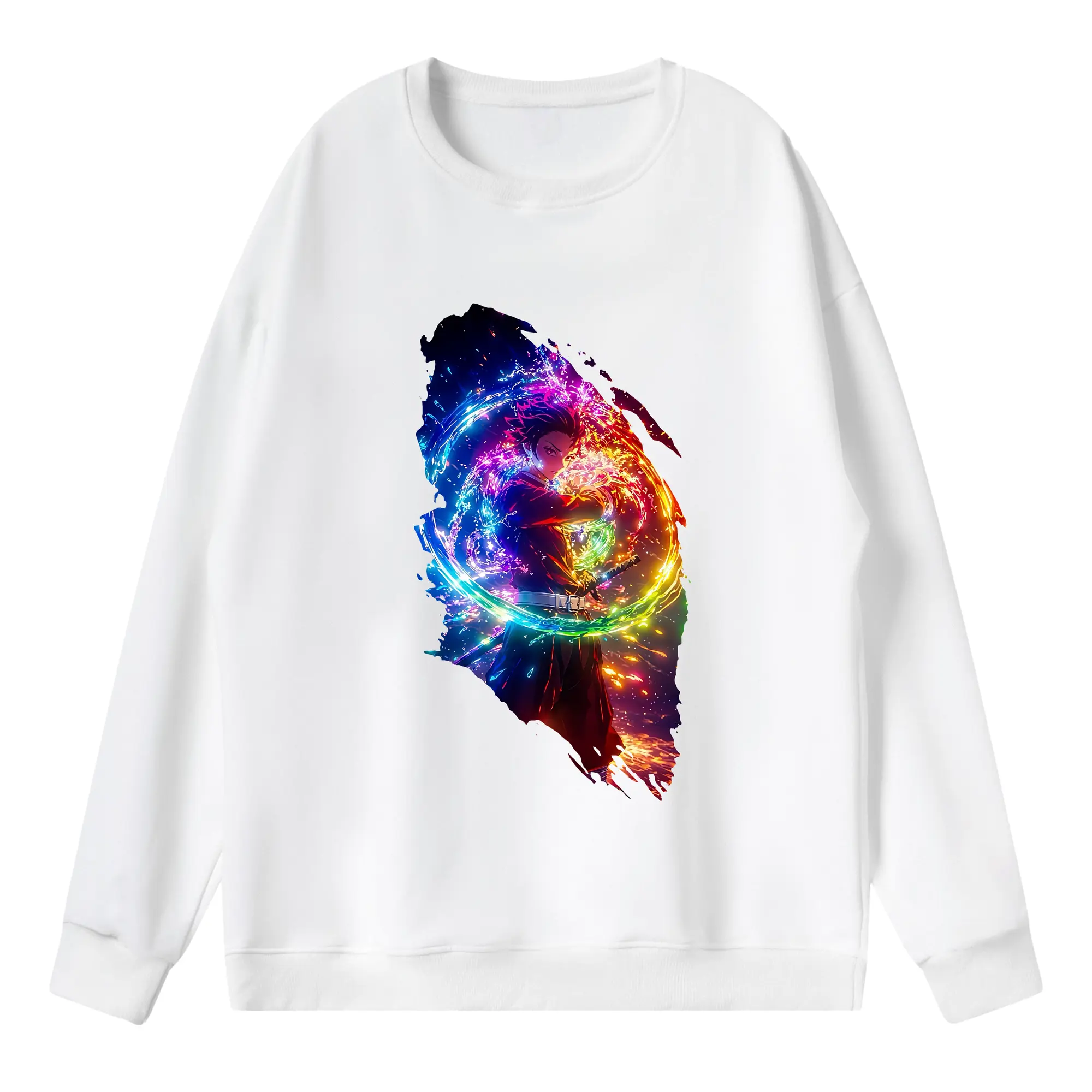 鬼滅の刃 グッズ,竈門 炭治郎 - 薄手 クルーネック スウェット 裏毛260g · ポリエステル 春秋向け カジュアル 男女兼用 · トレーナー デイリー スポーツ 散歩に最適