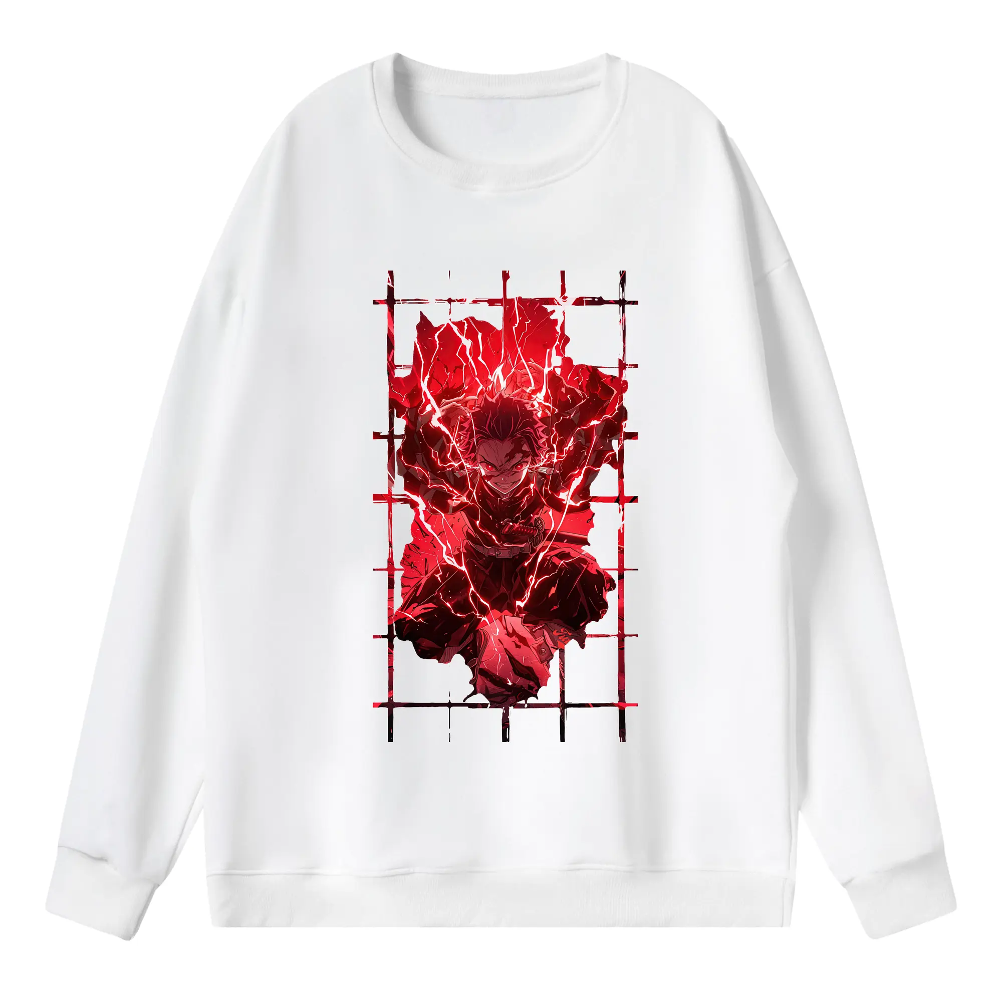 鬼滅の刃 グッズ,竈門 炭治郎 - 薄手 クルーネック スウェット 裏毛260g · ポリエステル 春秋向け カジュアル 男女兼用 · トレーナー デイリー スポーツ 散歩に最適