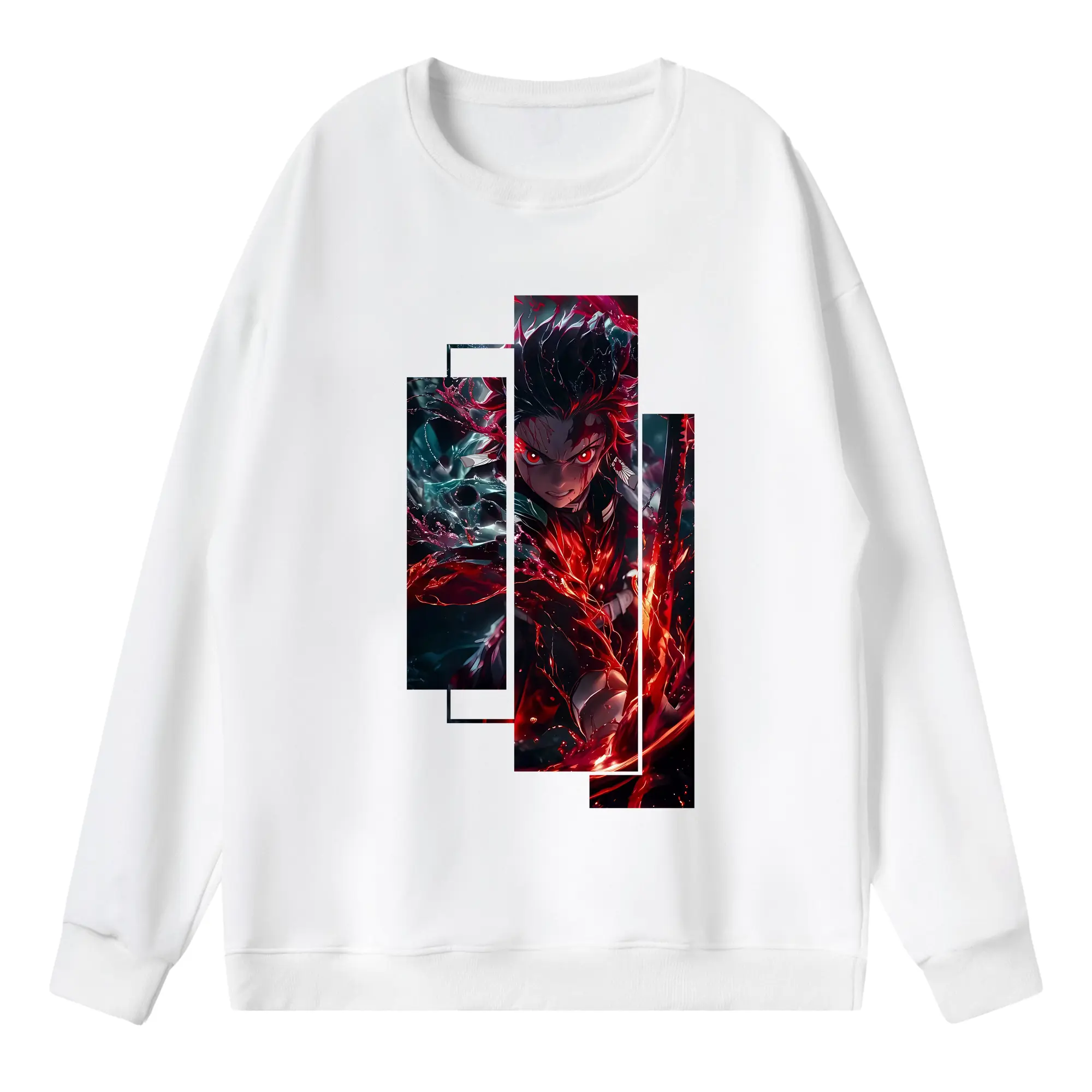 鬼滅の刃 グッズ,竈門 炭治郎 - 薄手 クルーネック スウェット 裏毛260g · ポリエステル 春秋向け カジュアル 男女兼用 · トレーナー デイリー スポーツ 散歩に最適