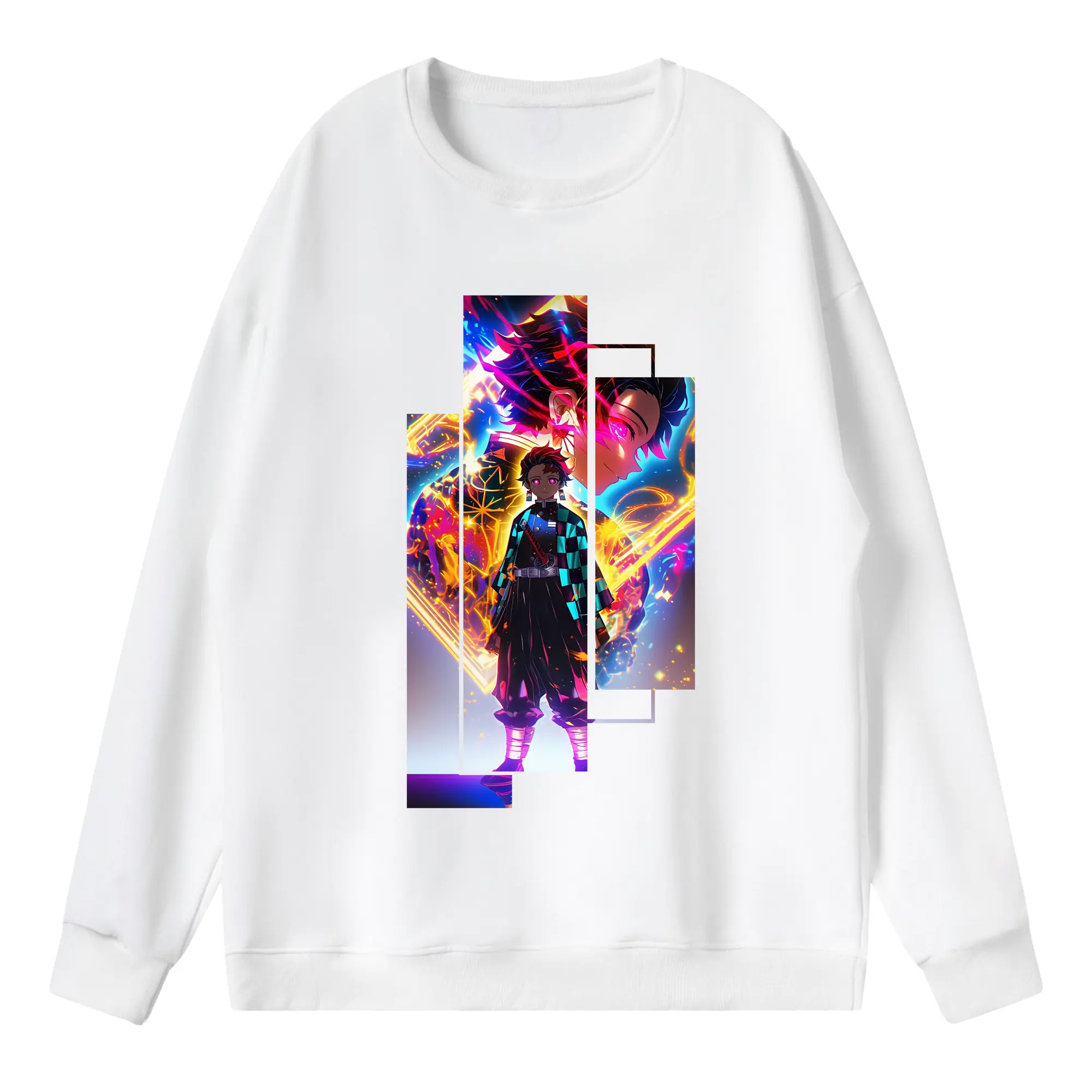 鬼滅の刃 グッズ,竈門 炭治郎 - 薄手 クルーネック スウェット 裏毛260g · ポリエステル 春秋向け カジュアル 男女兼用 · トレーナー デイリー スポーツ 散歩に最適