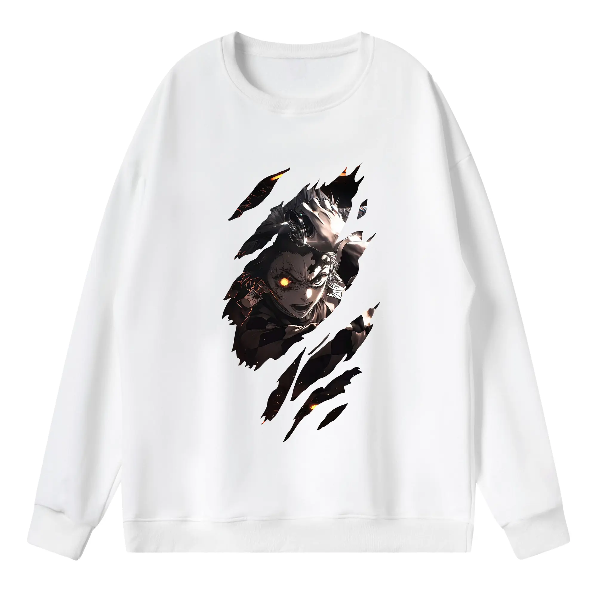鬼滅の刃 グッズ,竈門 炭治郎 - 薄手 クルーネック スウェット 裏毛260g · ポリエステル 春秋向け カジュアル 男女兼用 · トレーナー デイリー スポーツ 散歩に最適