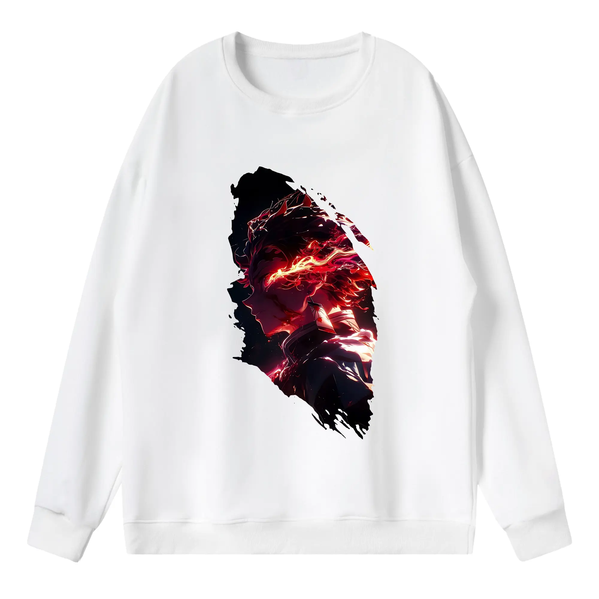 鬼滅の刃 グッズ,竈門 炭治郎 - 薄手 クルーネック スウェット 裏毛260g · ポリエステル 春秋向け カジュアル 男女兼用 · トレーナー デイリー スポーツ 散歩に最適