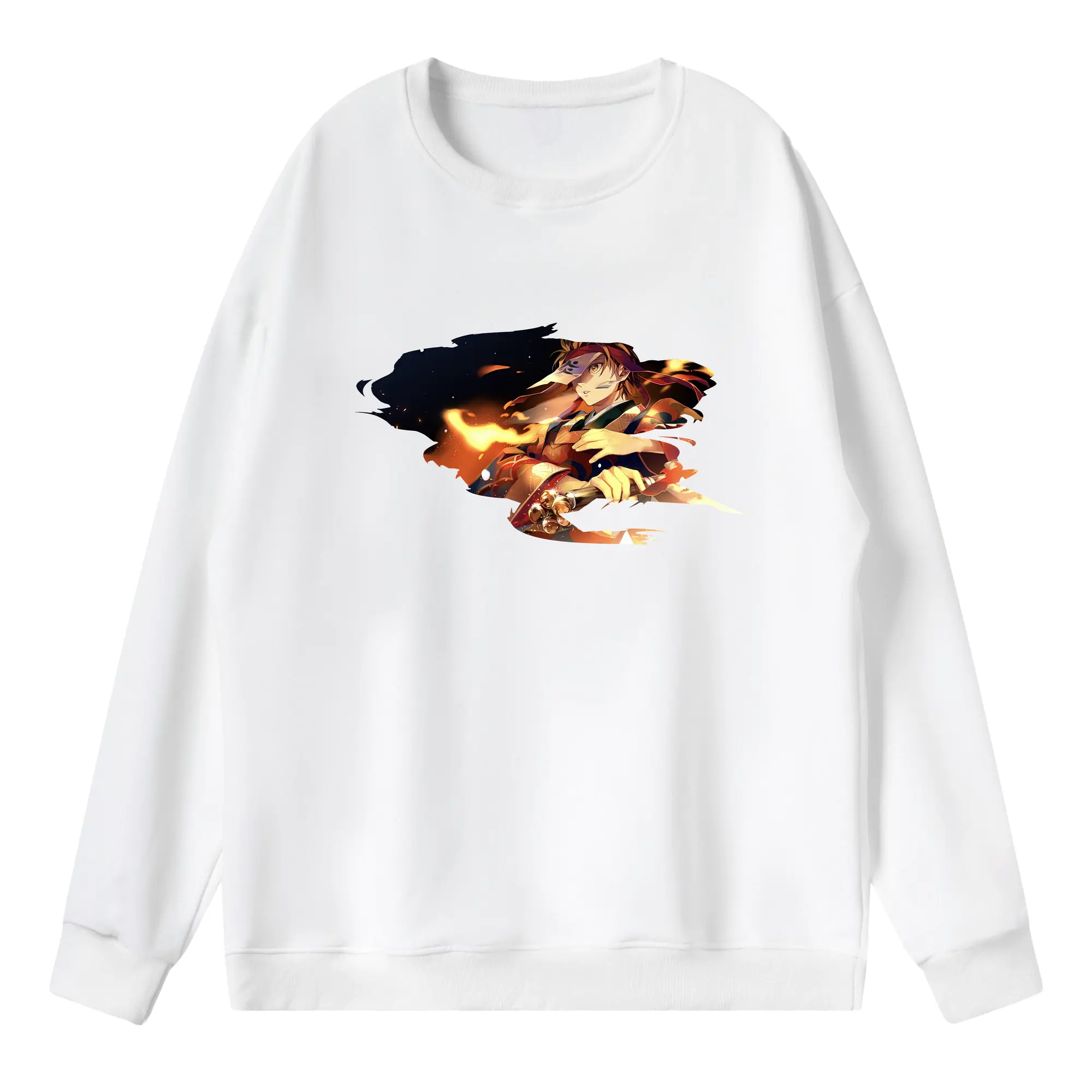 鬼滅の刃 グッズ,竈門 炭治郎 - 薄手 クルーネック スウェット 裏毛260g · ポリエステル 春秋向け カジュアル 男女兼用 · トレーナー デイリー スポーツ 散歩に最適