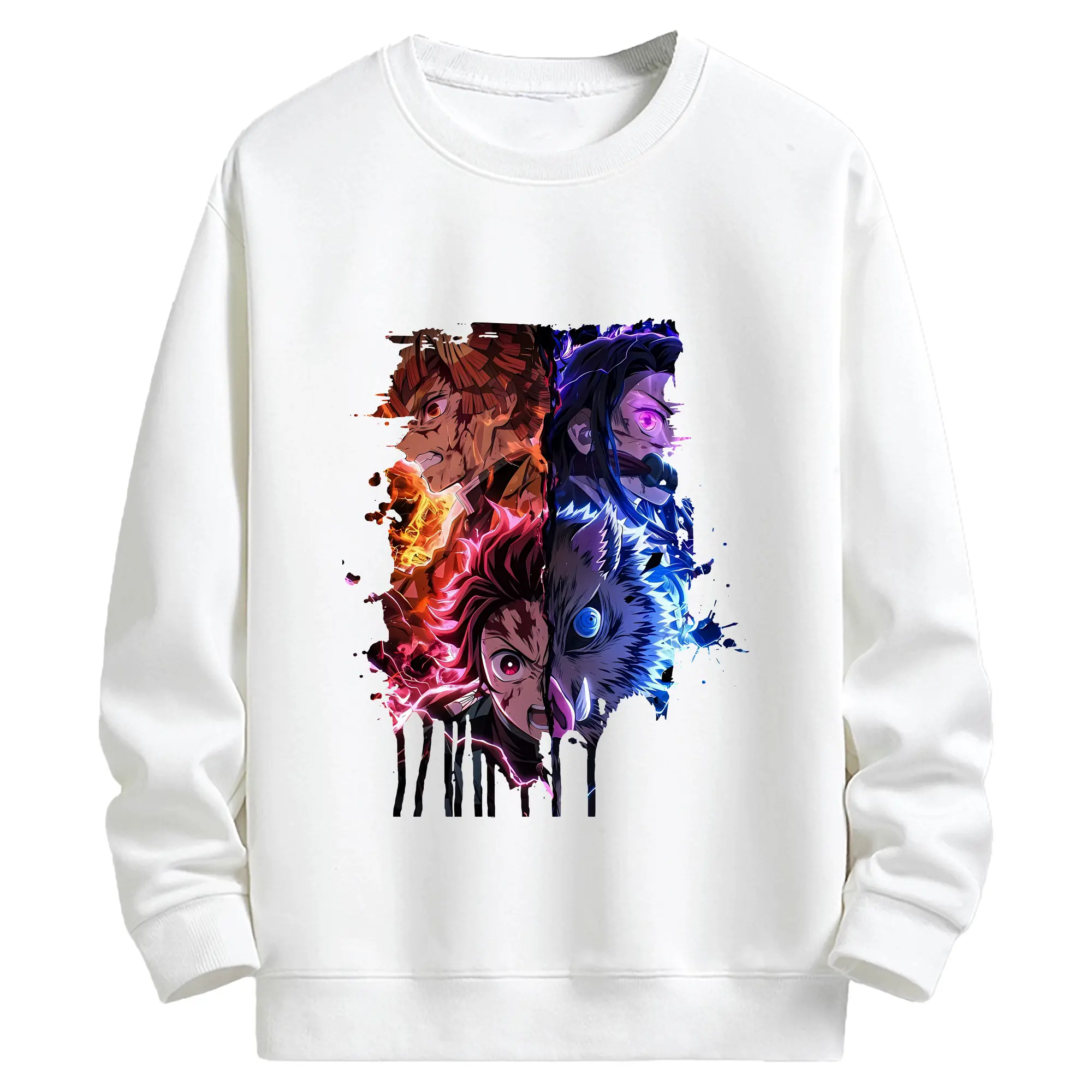 鬼滅の刃 グッズ,竈門 炭治郎 - キッズ クルーネックスウェットシャツ ・ フロントプリント ・ 綿80％ ポリエステル20％ ・ 快適 通学 スポーツ 日常使い お散歩用