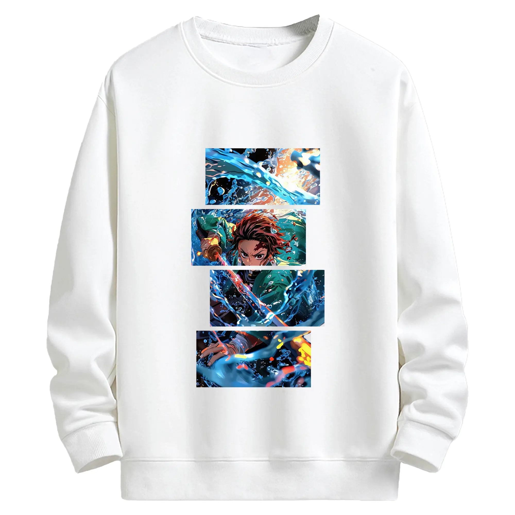 鬼滅の刃 グッズ,竈門 炭治郎 - キッズ クルーネックスウェットシャツ ・ フロントプリント ・ 綿80％ ポリエステル20％ ・ 快適 通学 スポーツ 日常使い お散歩用