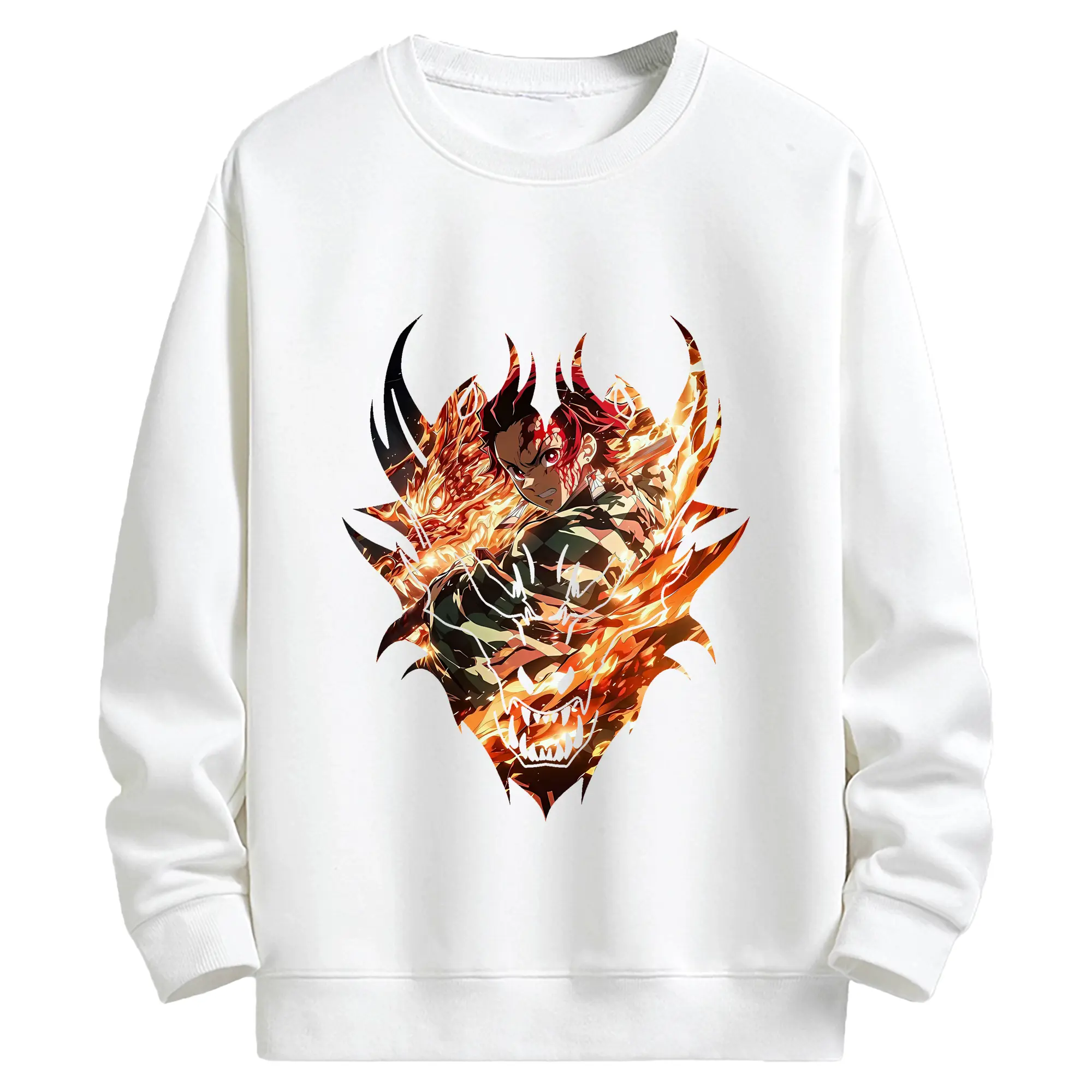 鬼滅の刃 グッズ,竈門 炭治郎 - キッズ クルーネックスウェットシャツ ・ フロントプリント ・ 綿80％ ポリエステル20％ ・ 快適 通学 スポーツ 日常使い お散歩用