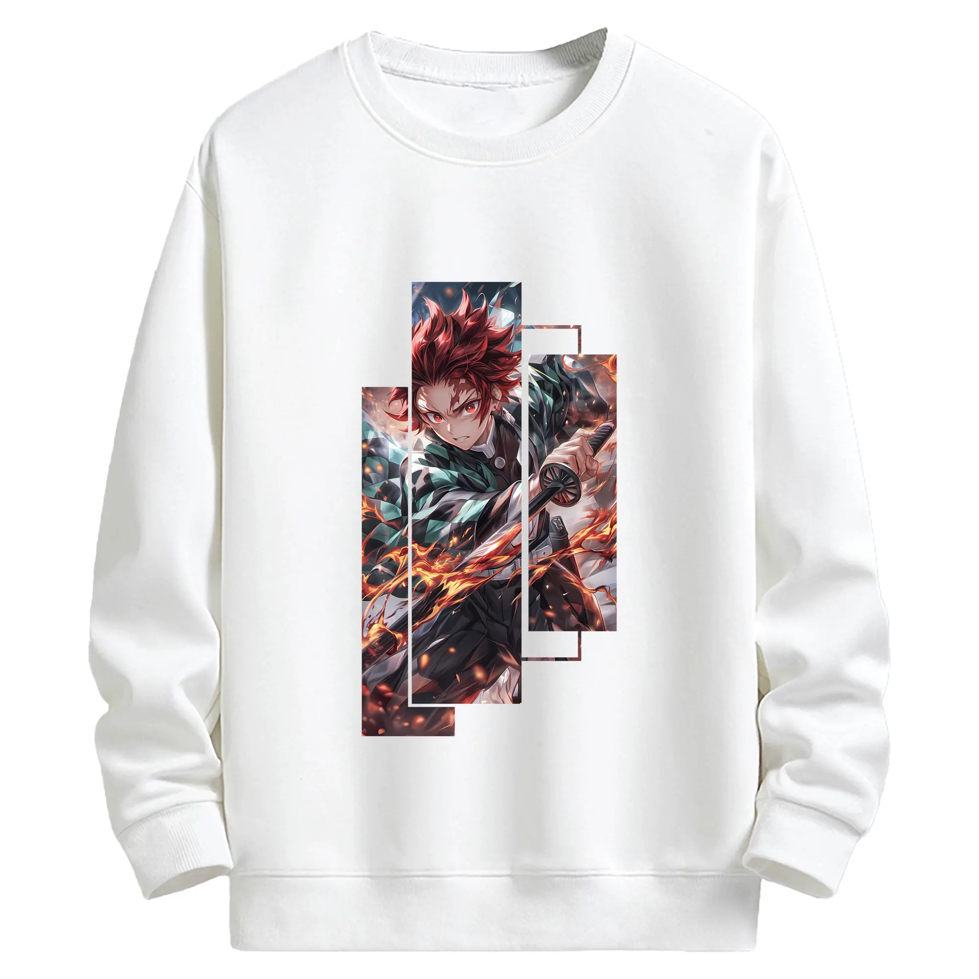 鬼滅の刃 グッズ,竈門 炭治郎 - キッズ クルーネックスウェットシャツ ・ フロントプリント ・ 綿80％ ポリエステル20％ ・ 快適 通学 スポーツ 日常使い お散歩用