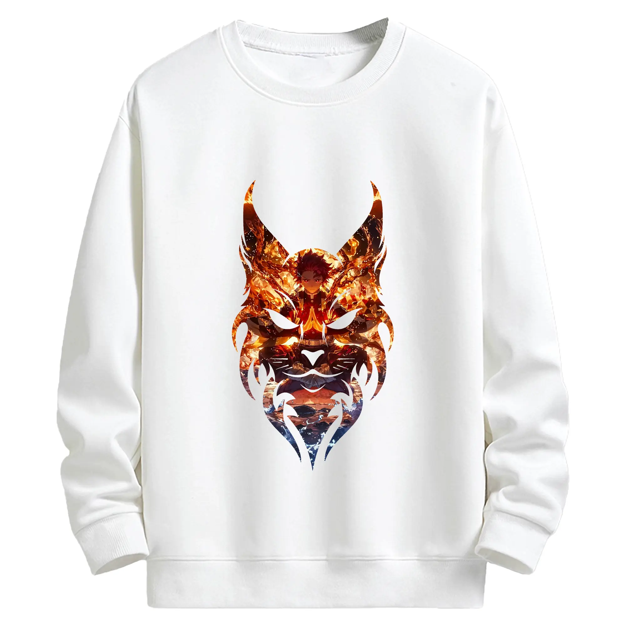 鬼滅の刃 グッズ,竈門 炭治郎 - キッズ クルーネックスウェットシャツ ・ フロントプリント ・ 綿80％ ポリエステル20％ ・ 快適 通学 スポーツ 日常使い お散歩用