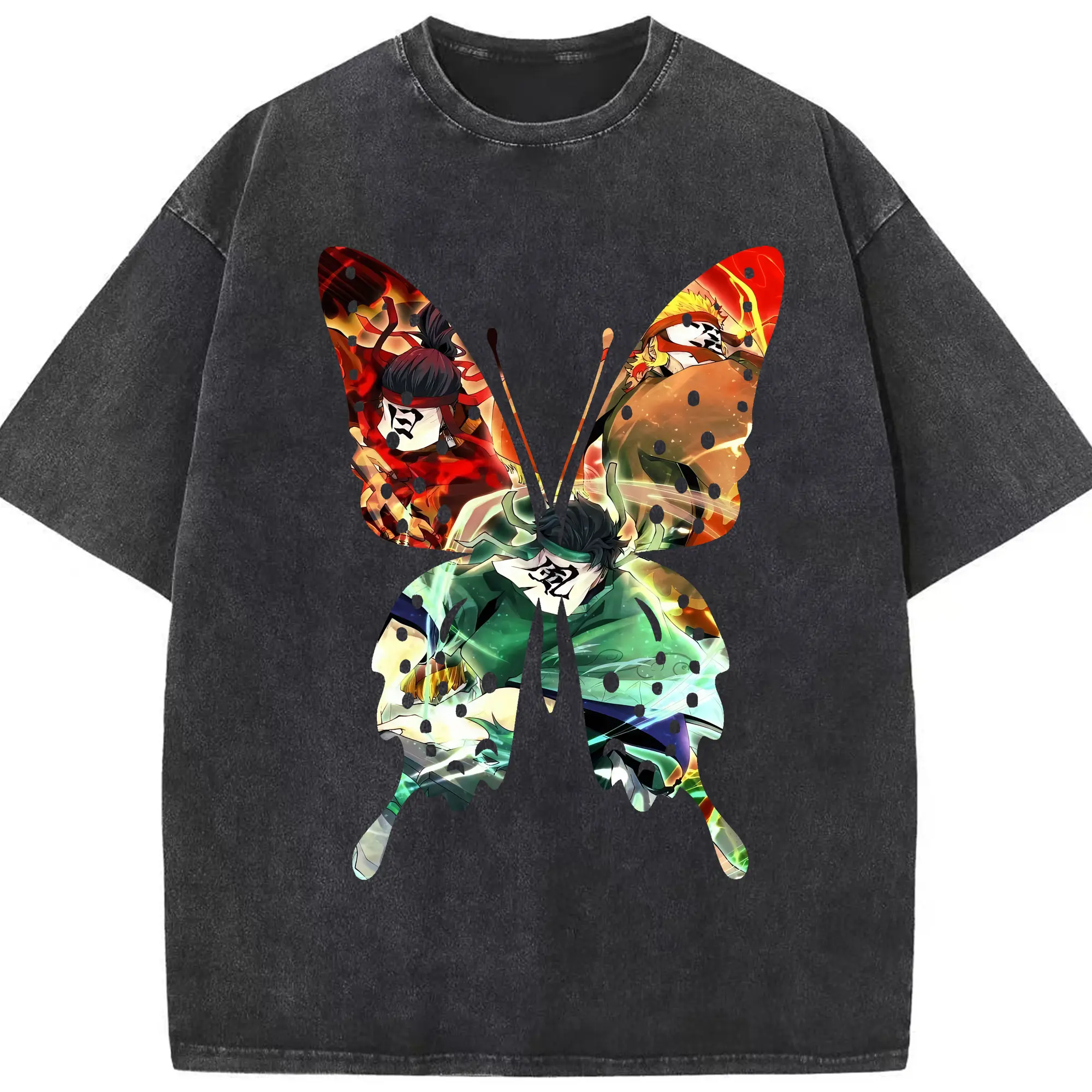 鬼滅の刃 グッズ,竈門 炭治郎 - 綿100％ ヴィンテージ風 半袖Tシャツ ・ フロントプリント ・ 柔らか肌触り ・ 通気性 快適 ・ スポーツ カジュアル 外出用