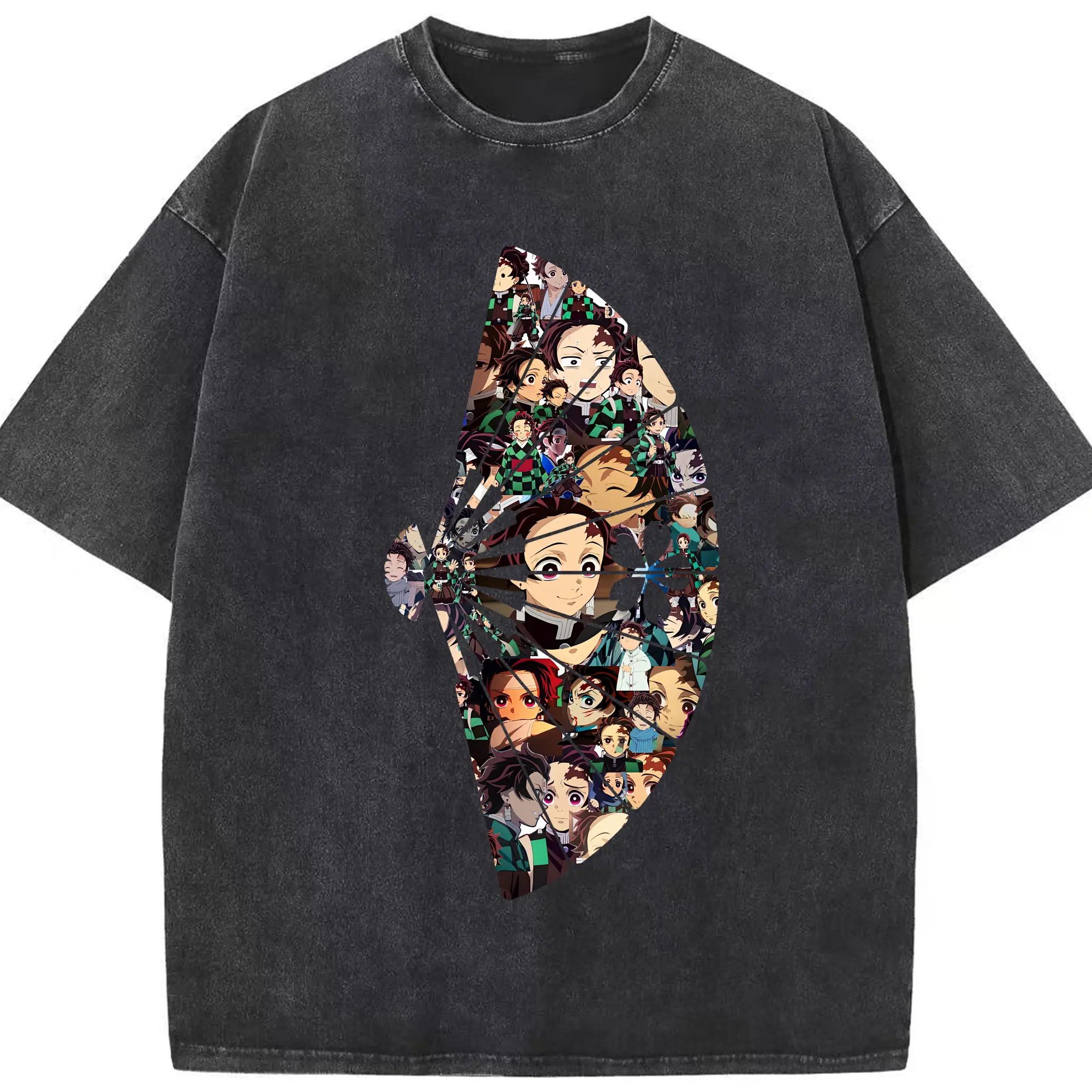 鬼滅の刃 グッズ,竈門 炭治郎 - 綿100％ ヴィンテージ風 半袖Tシャツ ・ フロントプリント ・ 柔らか肌触り ・ 通気性 快適 ・ スポーツ カジュアル 外出用