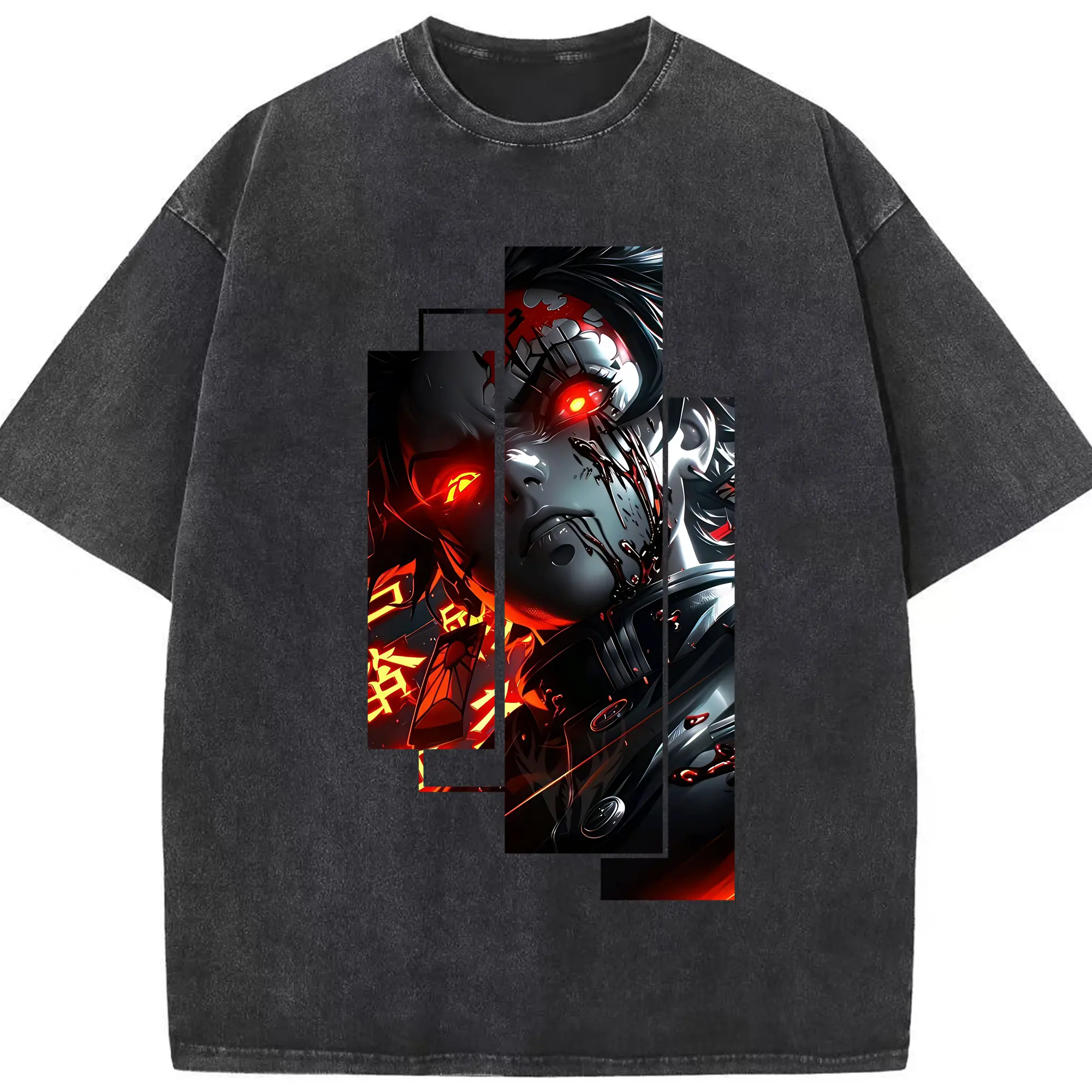 鬼滅の刃 グッズ,竈門 炭治郎 - 綿100％ ヴィンテージ風 半袖Tシャツ ・ フロントプリント ・ 柔らか肌触り ・ 通気性 快適 ・ スポーツ カジュアル 外出用