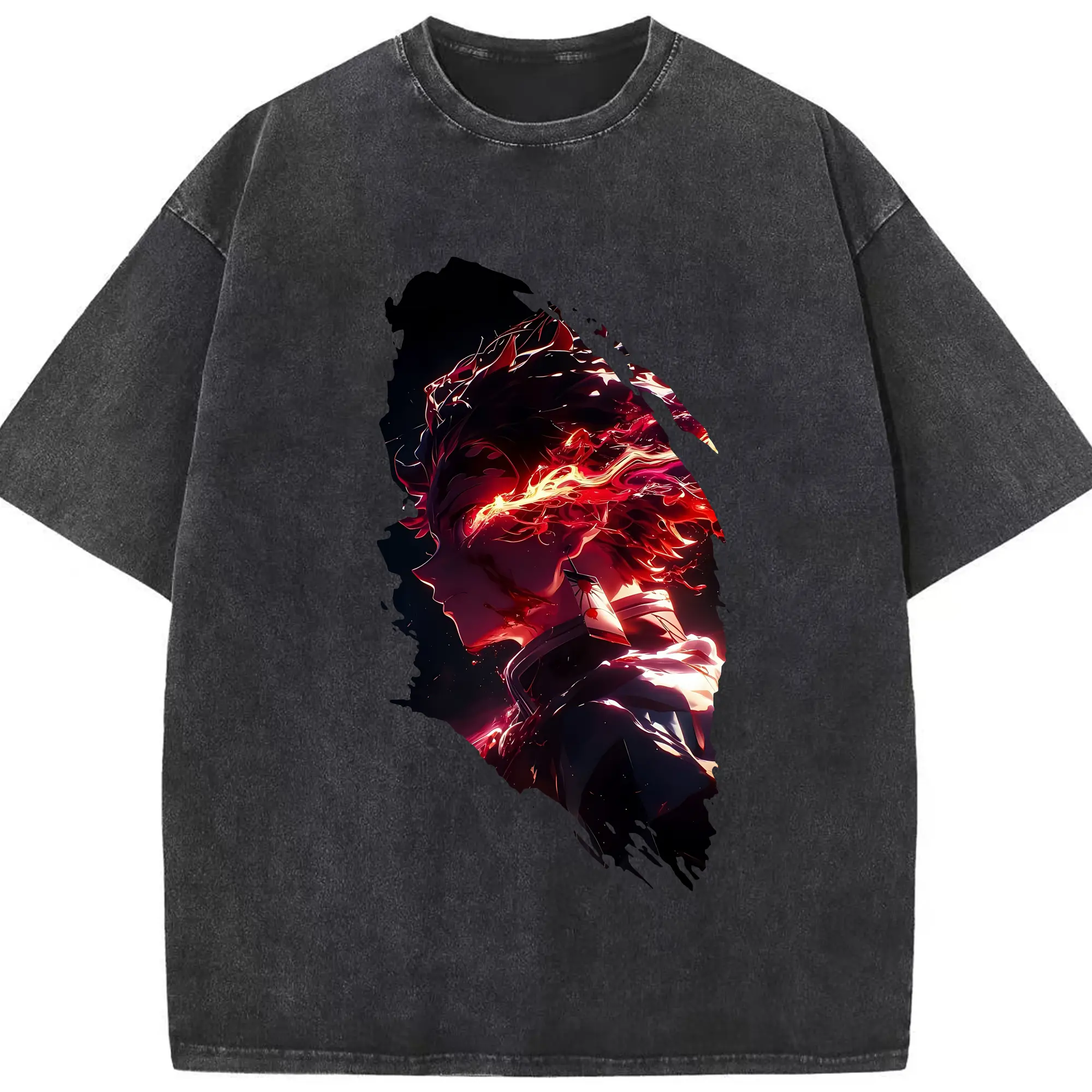 鬼滅の刃 グッズ,竈門 炭治郎 - 綿100％ ヴィンテージ風 半袖Tシャツ ・ フロントプリント ・ 柔らか肌触り ・ 通気性 快適 ・ スポーツ カジュアル 外出用