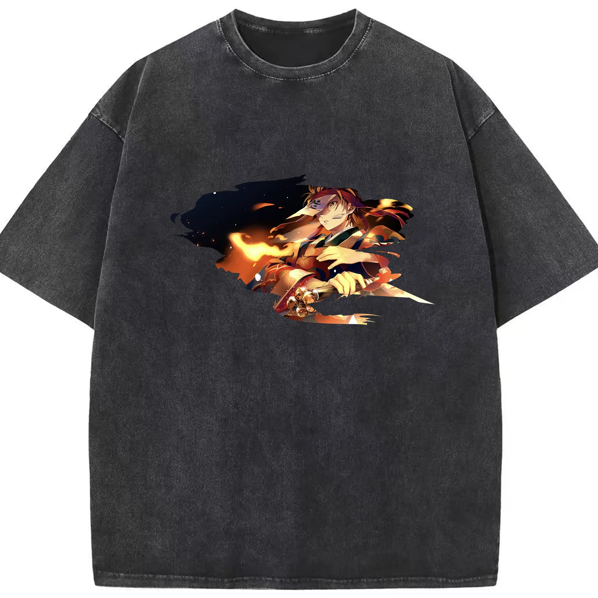 鬼滅の刃 グッズ,竈門 炭治郎 - 綿100％ ヴィンテージ風 半袖Tシャツ ・ フロントプリント ・ 柔らか肌触り ・ 通気性 快適 ・ スポーツ カジュアル 外出用