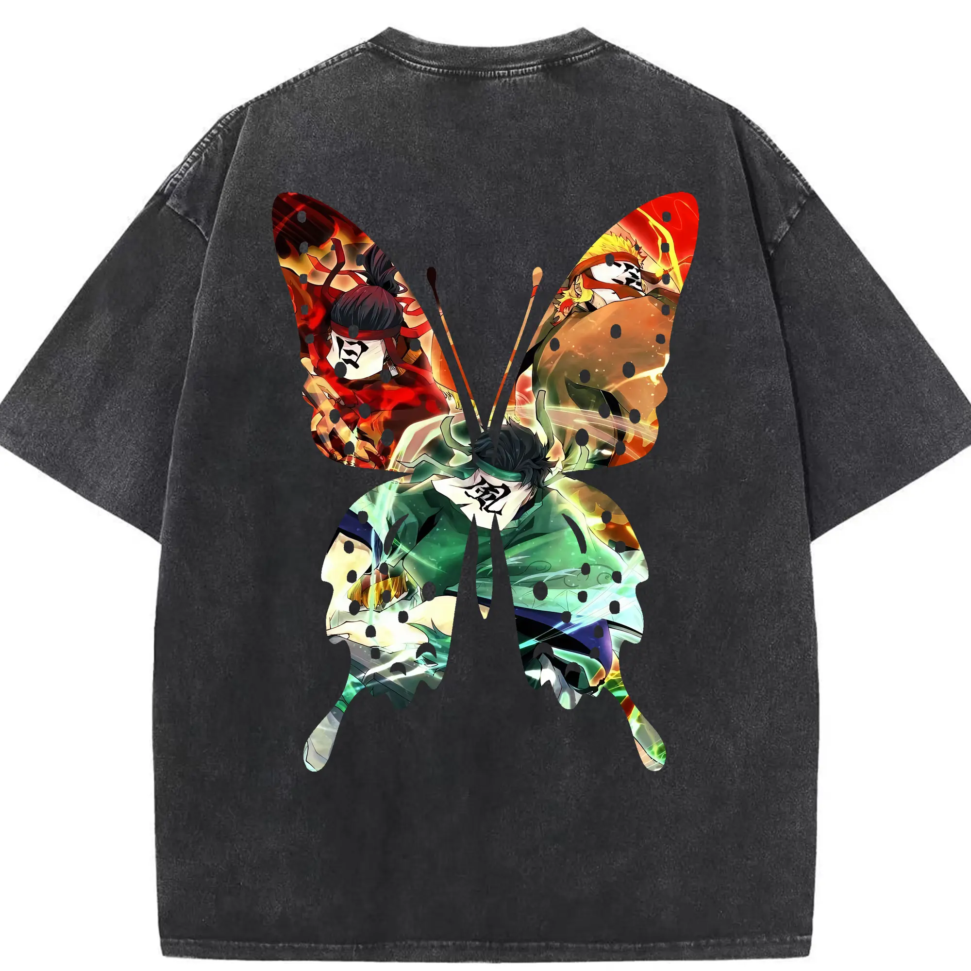 鬼滅の刃 グッズ,竈門 炭治郎 - 綿100％ ヴィンテージ風 半袖Tシャツ ・ 背面プリント ・ 柔らか肌触り ・ 通気性 快適 ・ スポーツ カジュアル 外出用