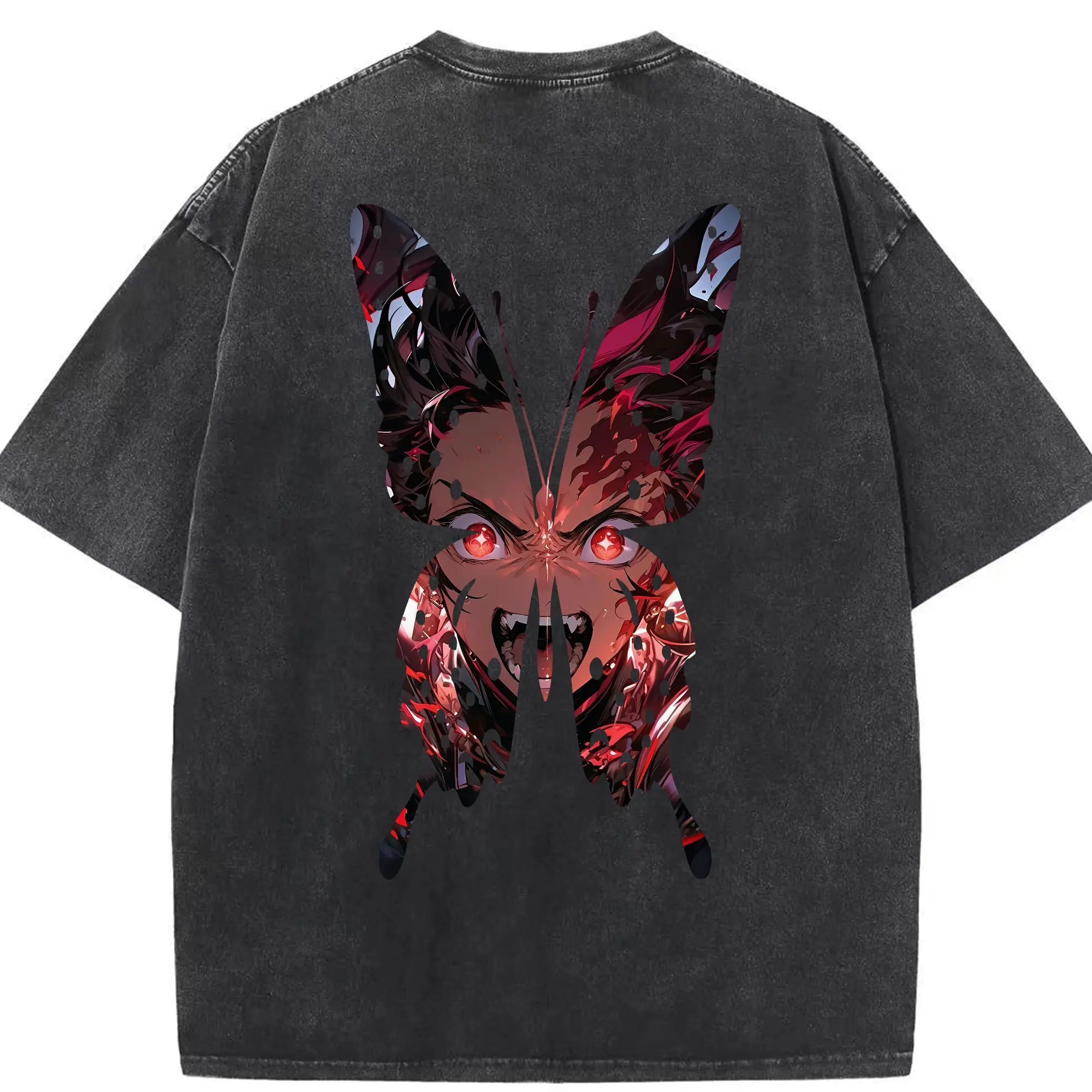 鬼滅の刃 グッズ,竈門 炭治郎 - 綿100％ ヴィンテージ風 半袖Tシャツ ・ 背面プリント ・ 柔らか肌触り ・ 通気性 快適 ・ スポーツ カジュアル 外出用