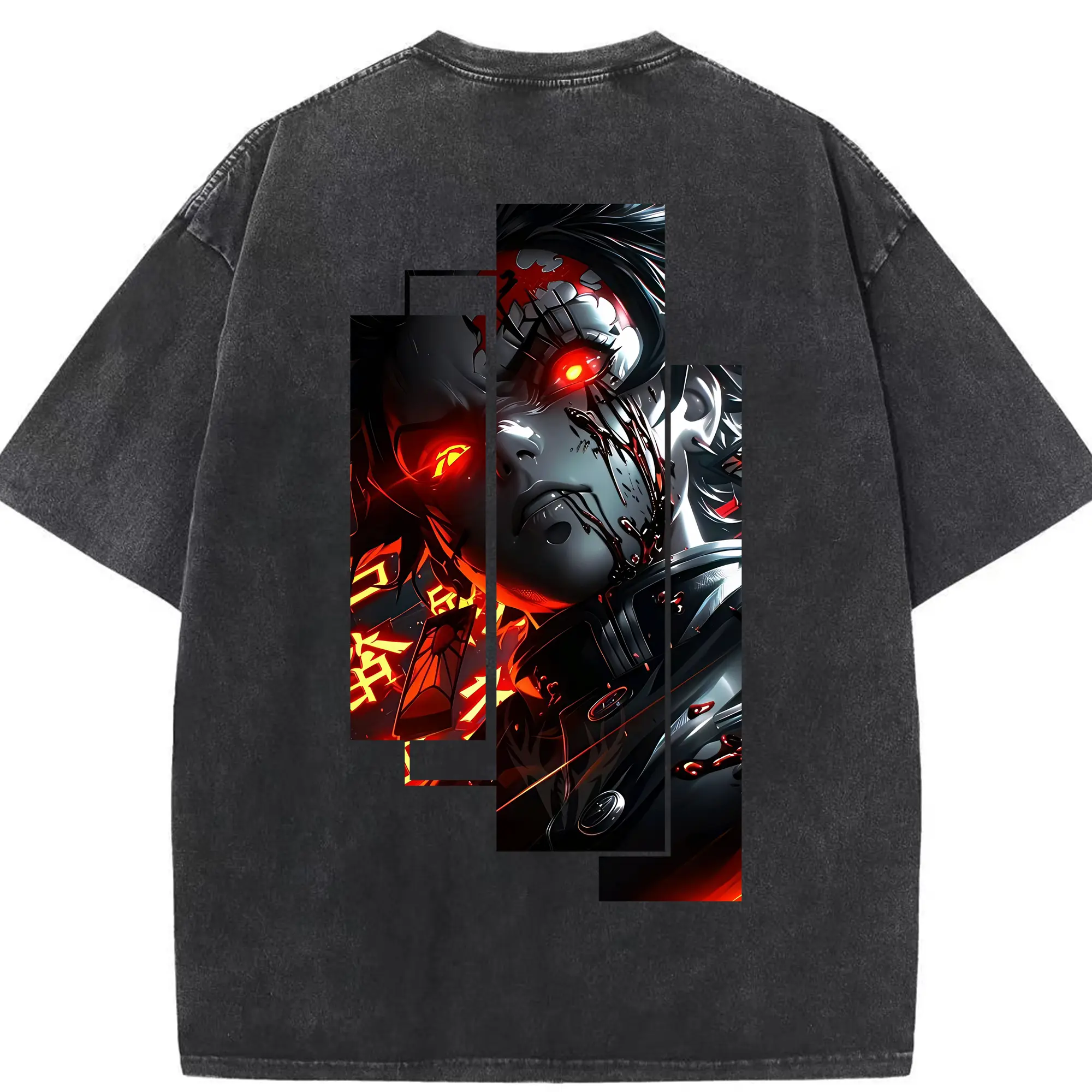 鬼滅の刃 グッズ,竈門 炭治郎 - 綿100％ ヴィンテージ風 半袖Tシャツ ・ 背面プリント ・ 柔らか肌触り ・ 通気性 快適 ・ スポーツ カジュアル 外出用