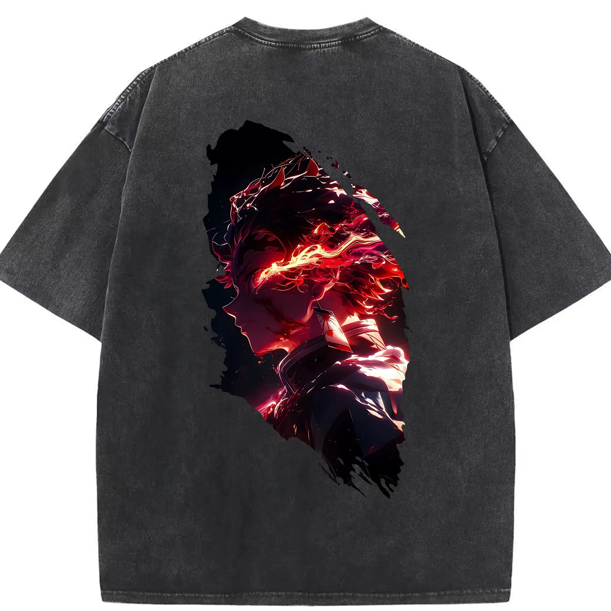 鬼滅の刃 グッズ,竈門 炭治郎 - 綿100％ ヴィンテージ風 半袖Tシャツ ・ 背面プリント ・ 柔らか肌触り ・ 通気性 快適 ・ スポーツ カジュアル 外出用