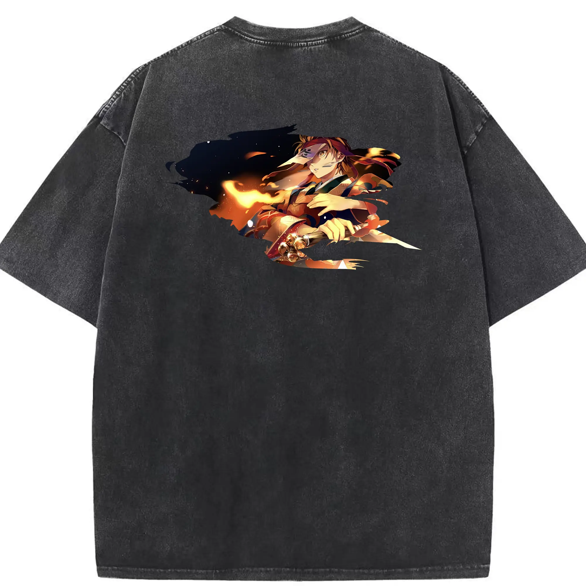 鬼滅の刃 グッズ,竈門 炭治郎 - 綿100％ ヴィンテージ風 半袖Tシャツ ・ 背面プリント ・ 柔らか肌触り ・ 通気性 快適 ・ スポーツ カジュアル 外出用