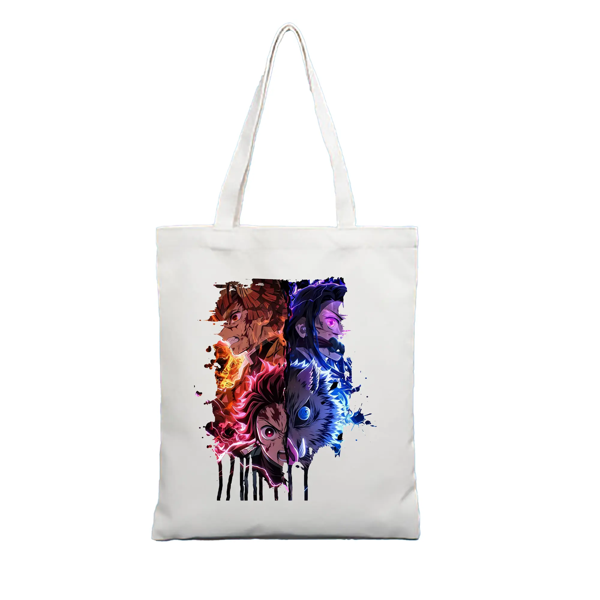 鬼滅の刃 グッズ,竈門 炭治郎 - 縦型キャンバス手提げバッグ（トートバッグ） ・ キャンバス素材 ・ ショッピング用 ・ 軽量 丈夫 お手入れ簡単