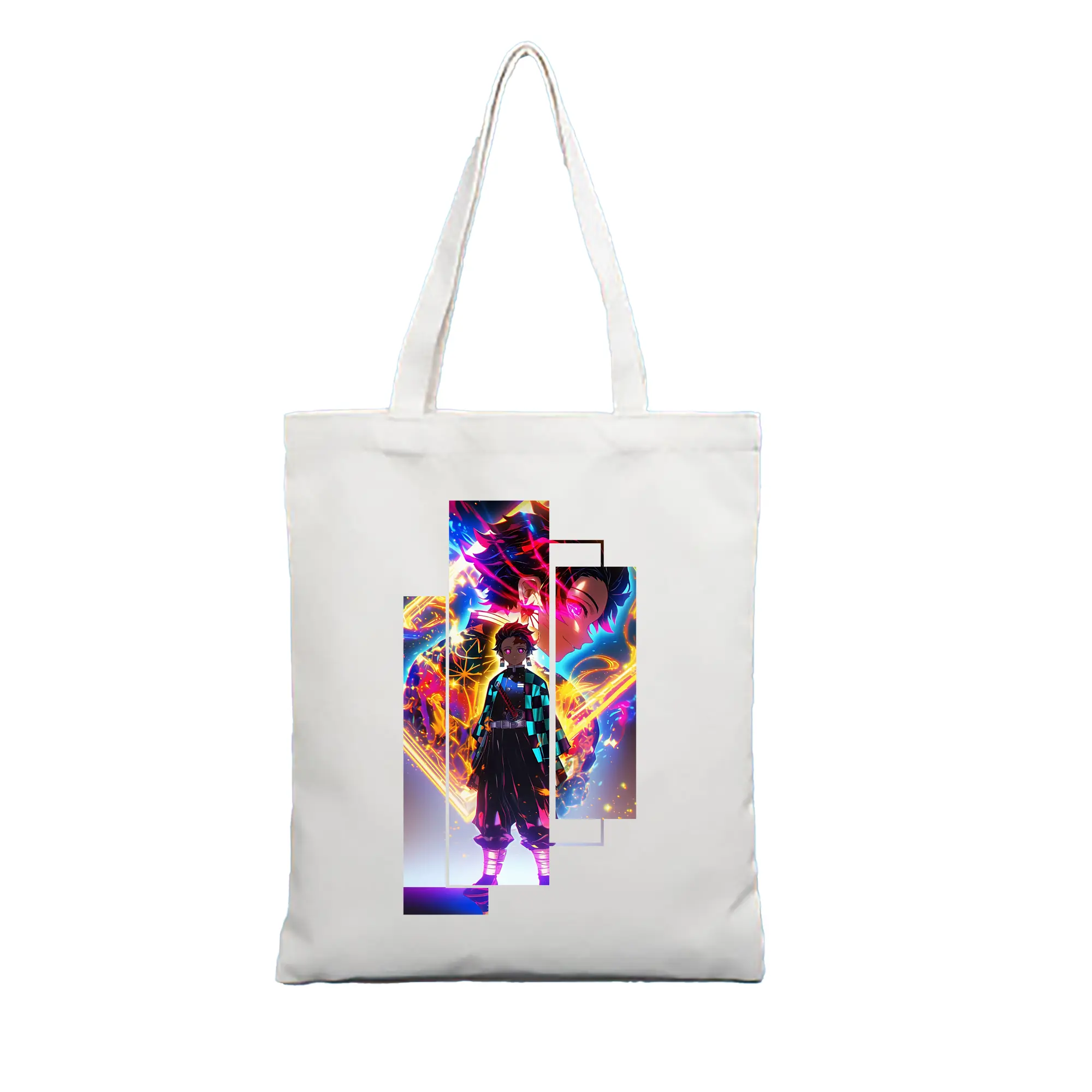 鬼滅の刃 グッズ,竈門 炭治郎 - 縦型キャンバス手提げバッグ（トートバッグ） ・ キャンバス素材 ・ ショッピング用 ・ 軽量 丈夫 お手入れ簡単