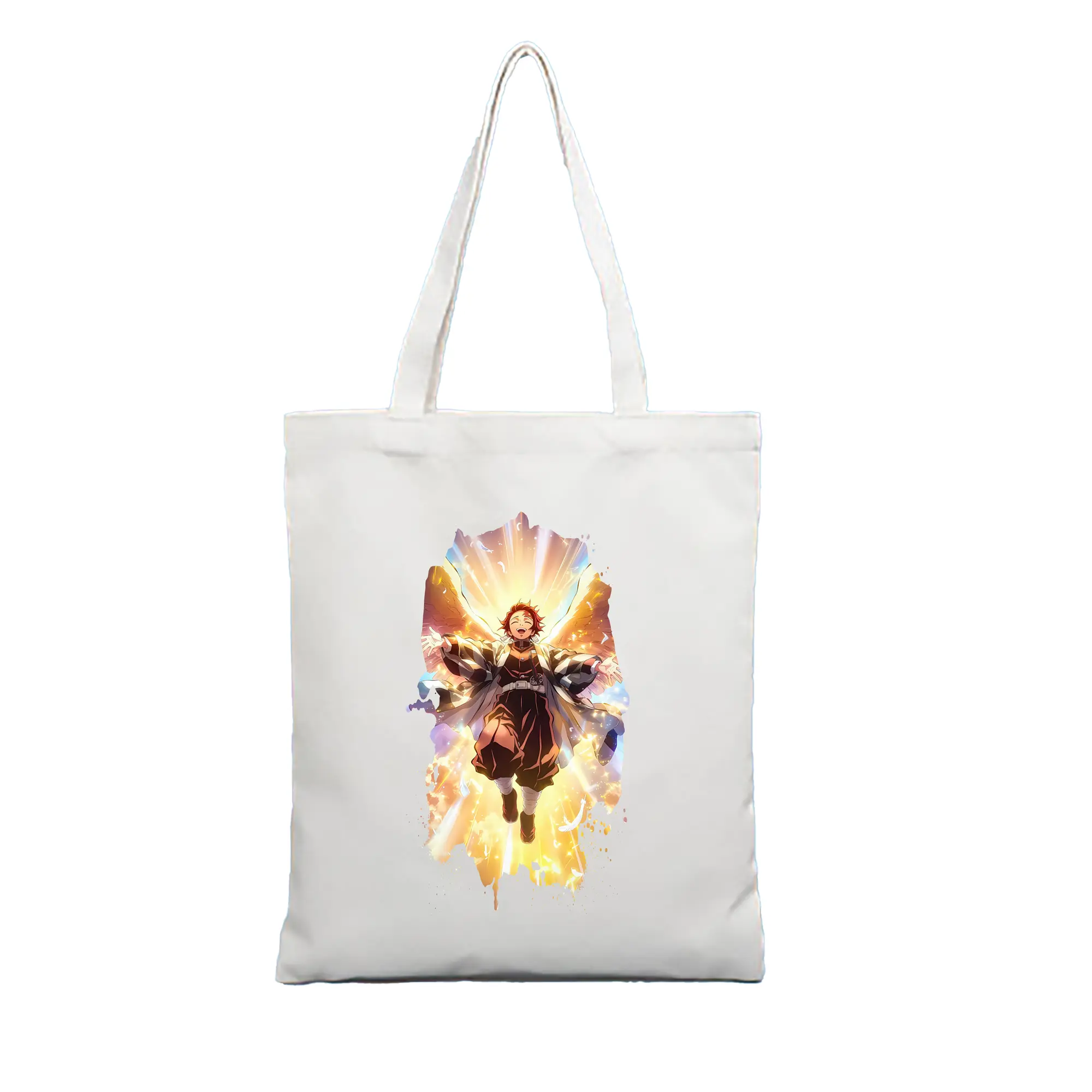 鬼滅の刃 グッズ,竈門 炭治郎 - 縦型キャンバス手提げバッグ（トートバッグ） ・ キャンバス素材 ・ ショッピング用 ・ 軽量 丈夫 お手入れ簡単